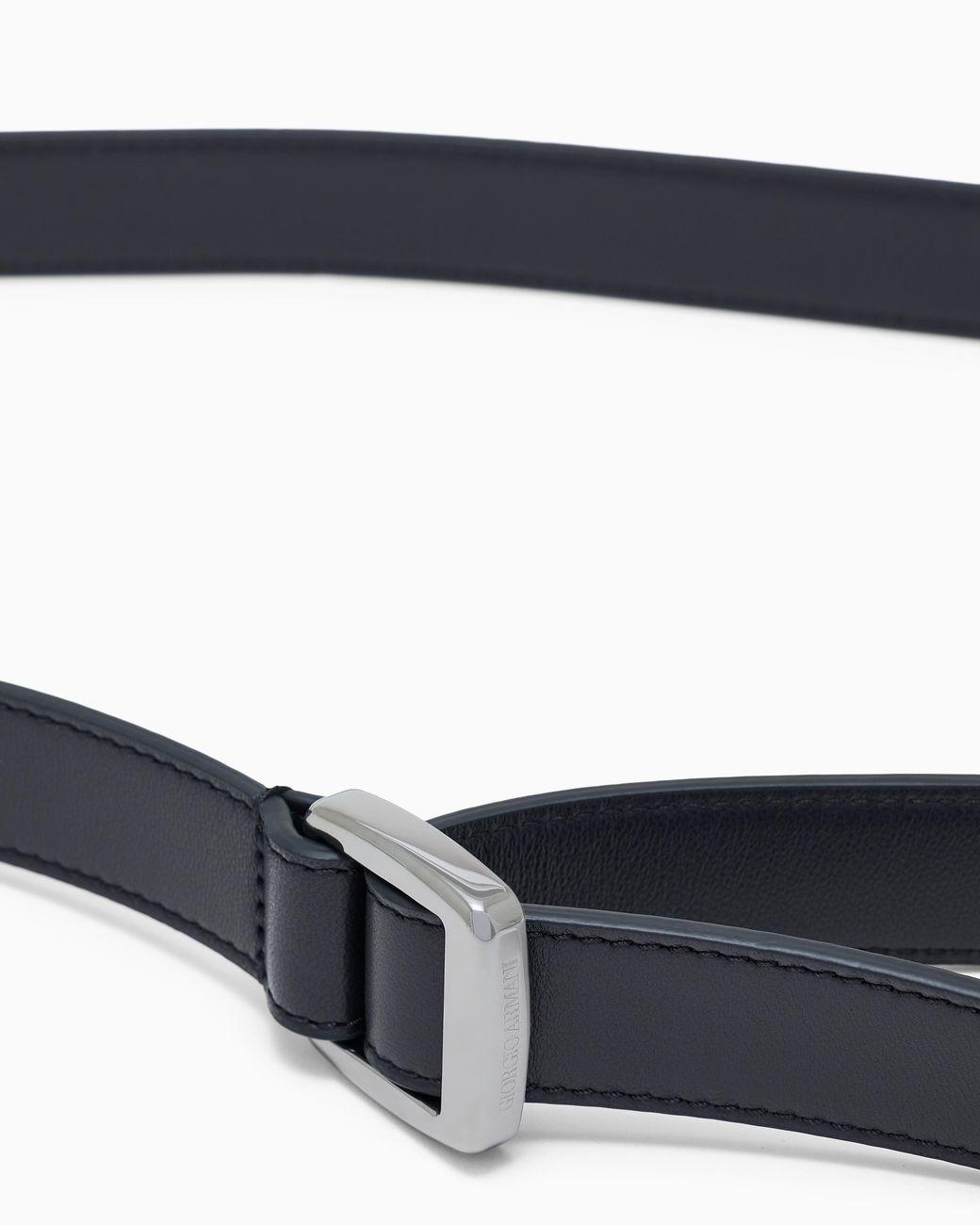 Giorgio Armani White Smooth Leather Belt With A Double Rectangular Metal Loop for men