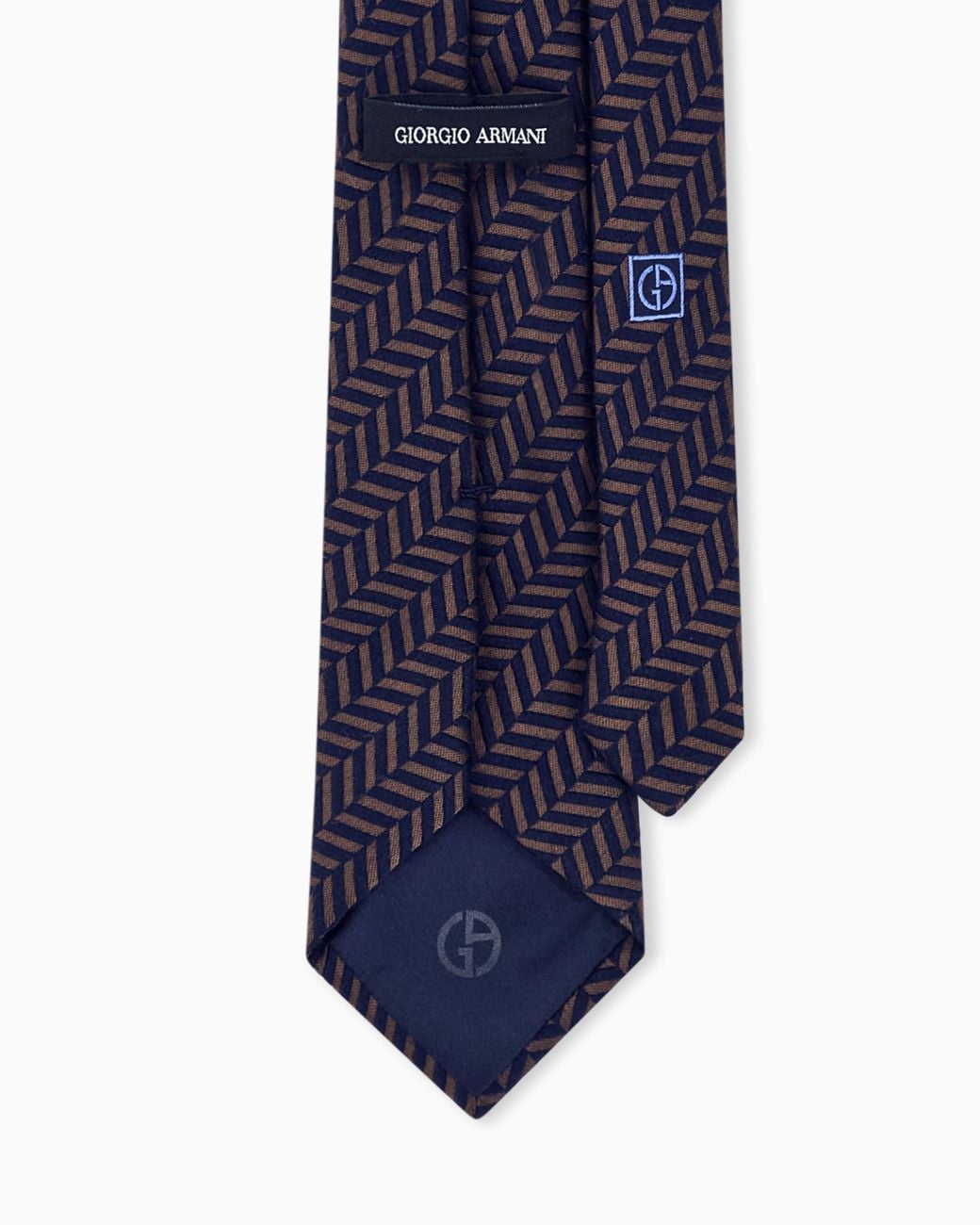 Giorgio Armani Blue Silk Tie With Herringbone Pattern for men