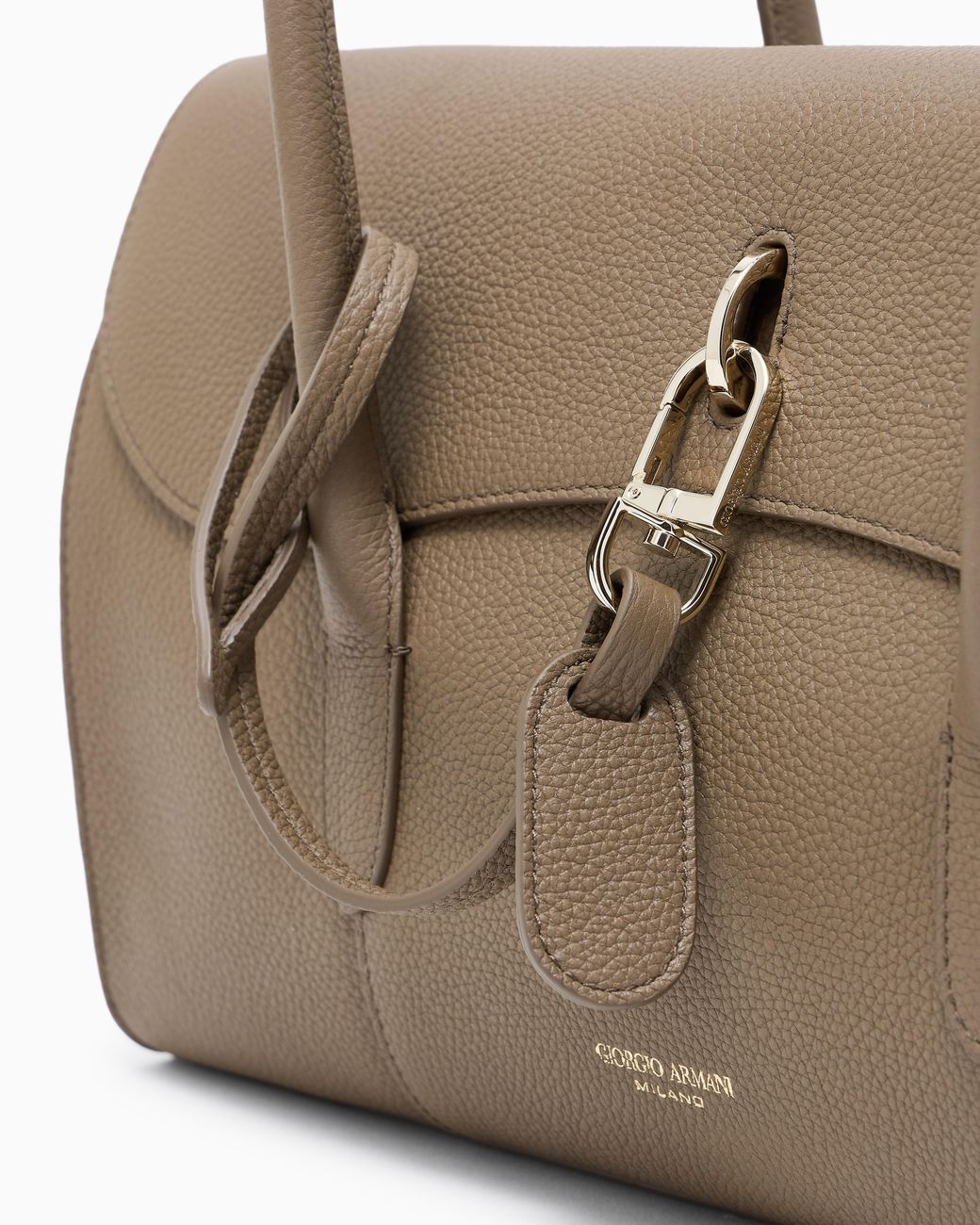 Giorgio Armani White Small Pebbled Leather Shoulder Bag