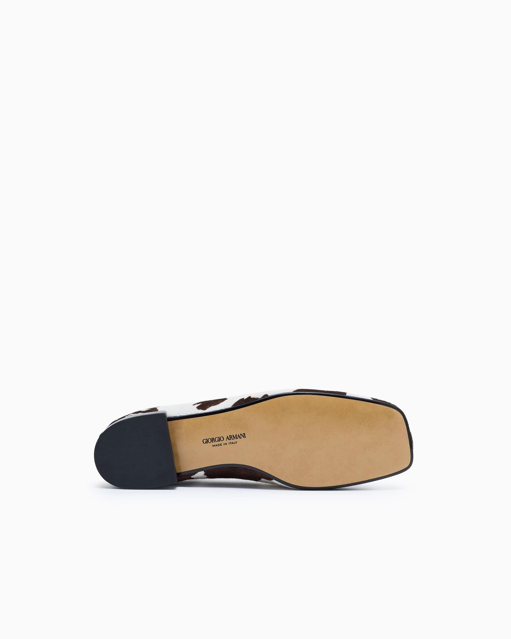 Giorgio Armani White Cow Print Ballerinas With A Square Toe