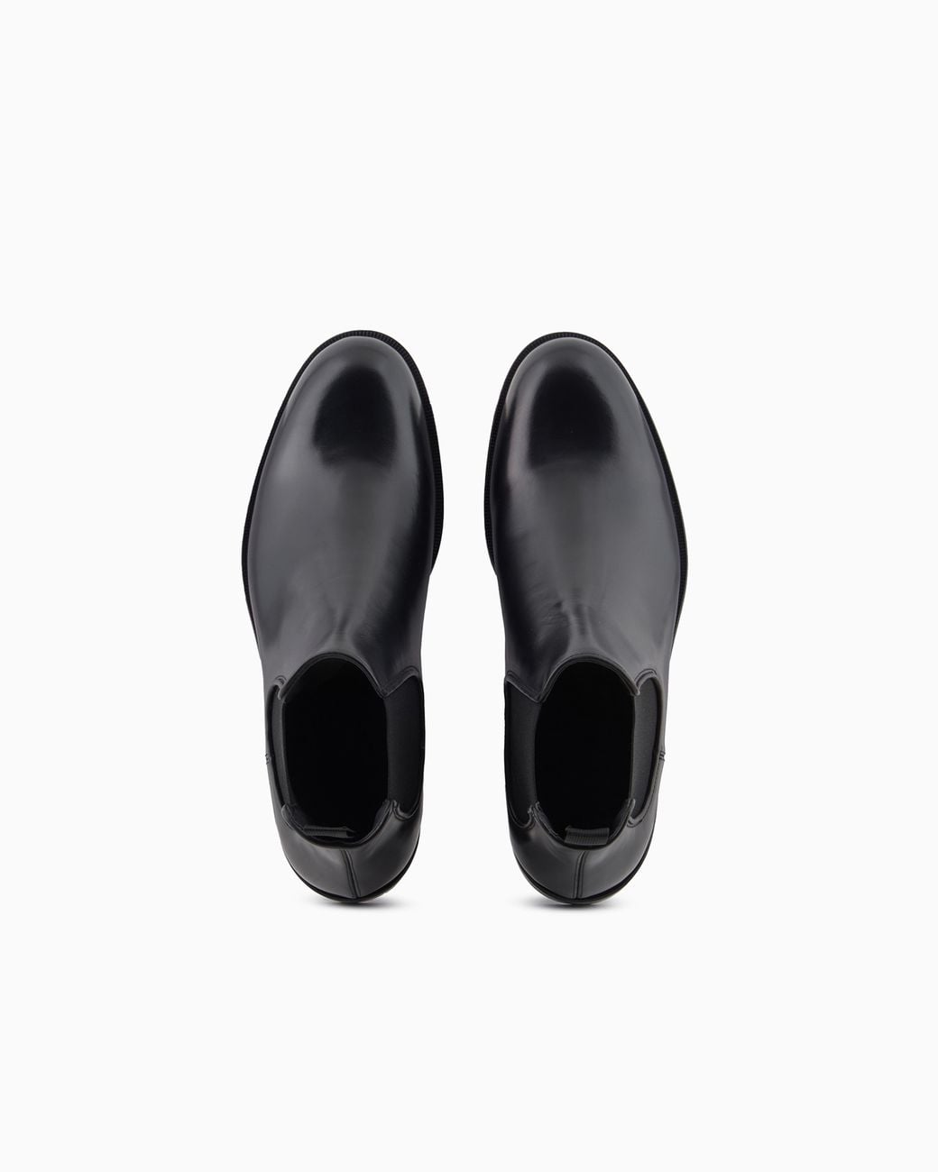 Giorgio Armani Black Antique-Effect Leather Ankle Boots for men