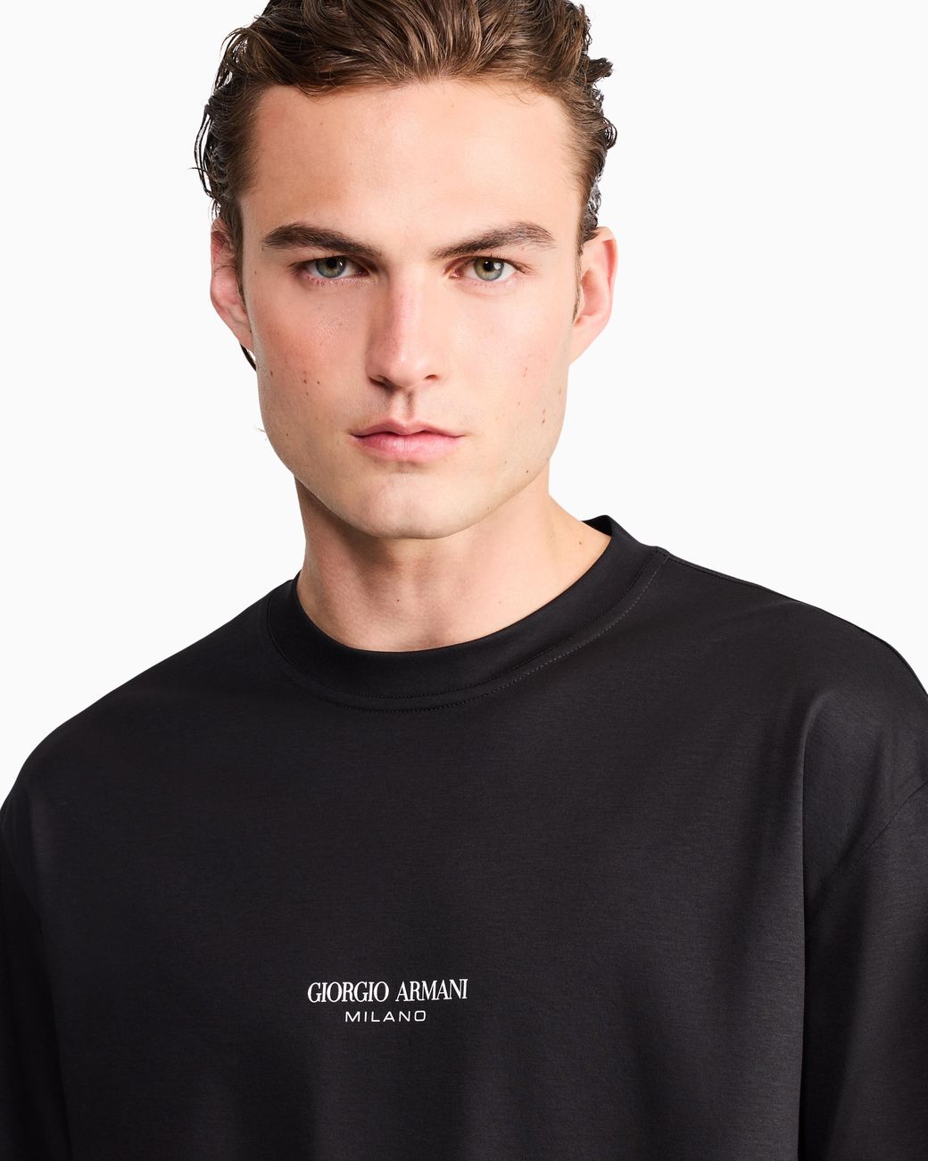 Giorgio Armani Black Crew Neck T-Shirt for men
