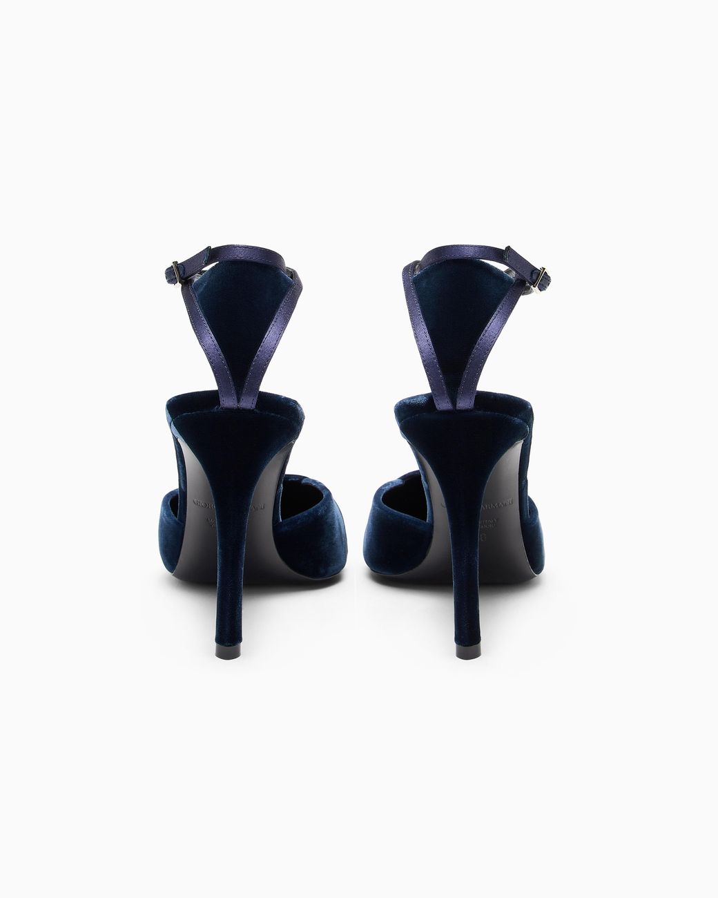 Giorgio Armani White Velvet Pumps With Strap And Stiletto Heel