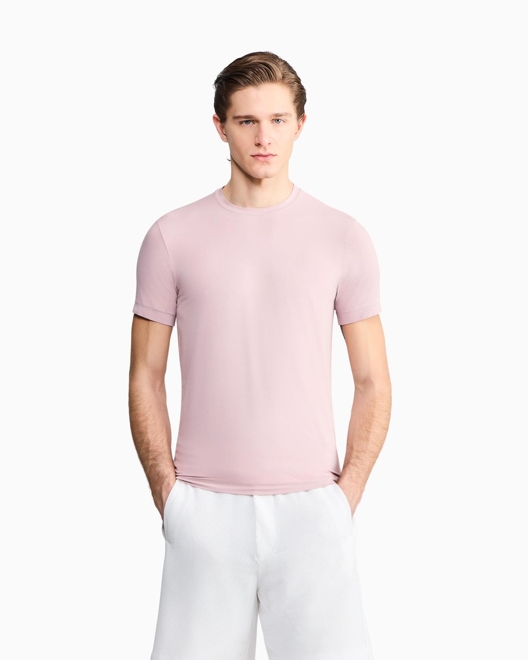Giorgio Armani Pink Crew-Neck T-Shirt for men