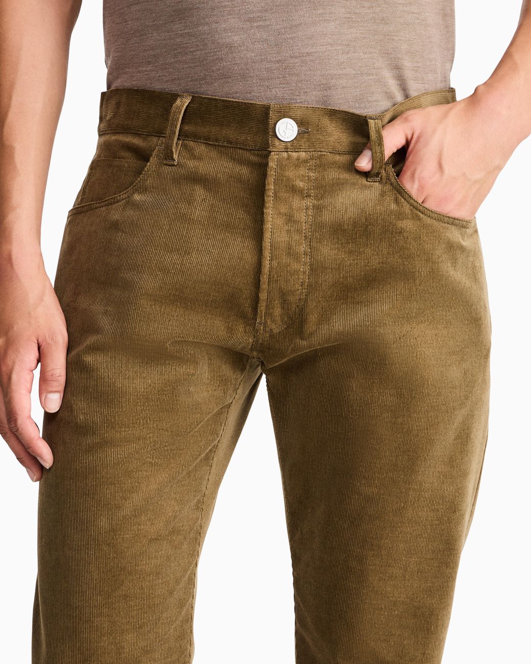 Giorgio Armani Green Five-Pocket Corduroy Trousers for men