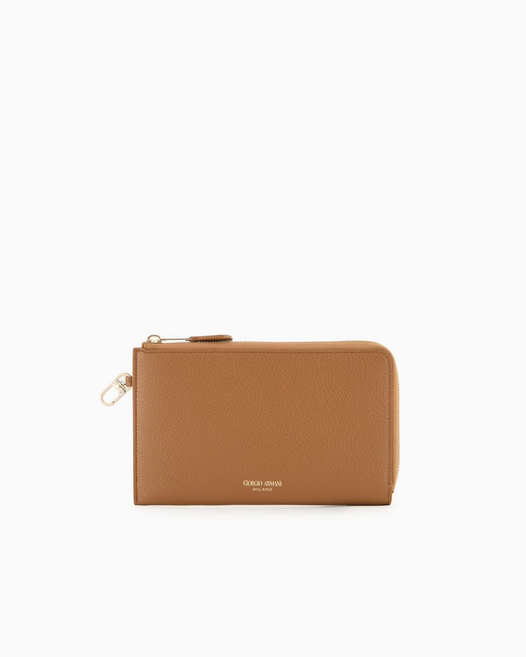 Giorgio Armani Brown Pebbled Leather Wallet With Wraparound Zip
