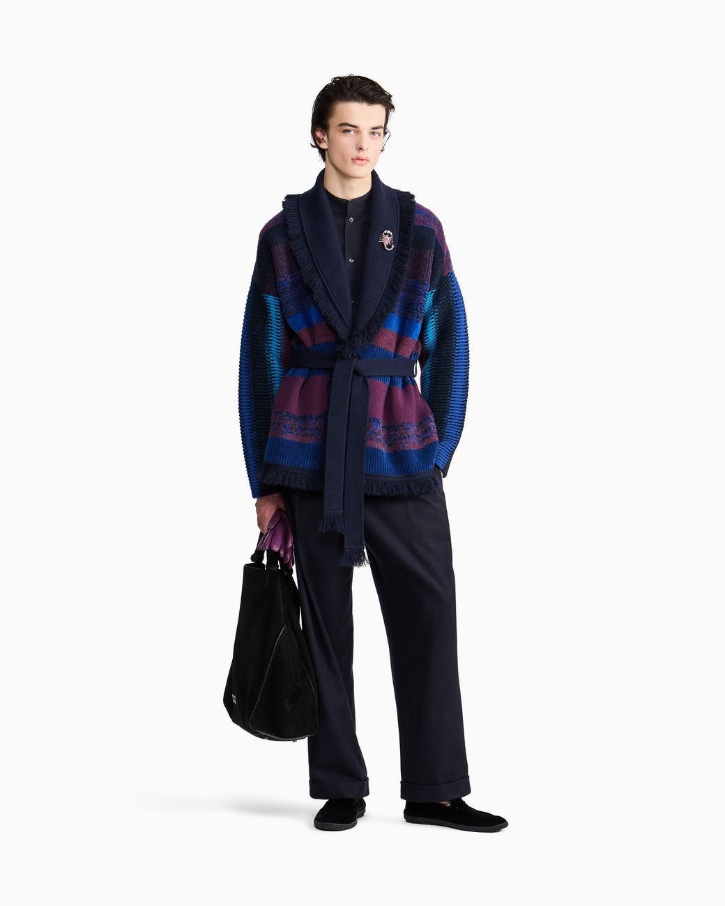 Giorgio Armani Blue For Alanui Pure Virgin Wool Double-Pleat Trousers for men