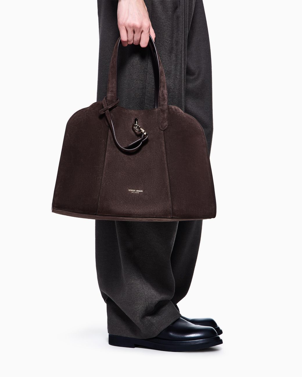 Giorgio Armani Brown Large Suede Tote Bag