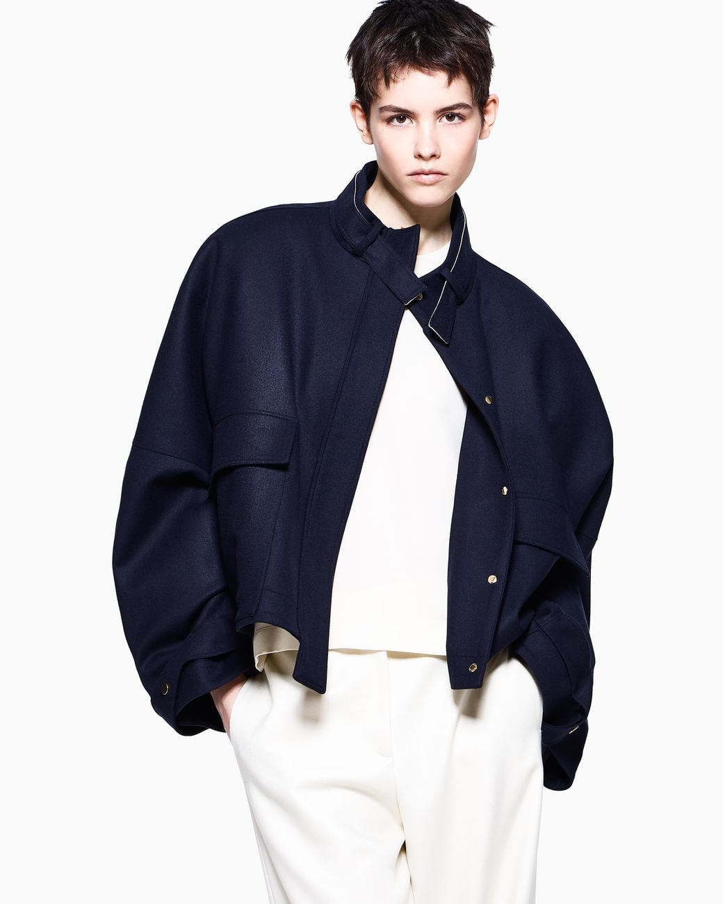 Giorgio Armani Blue Double-Breasted Coat