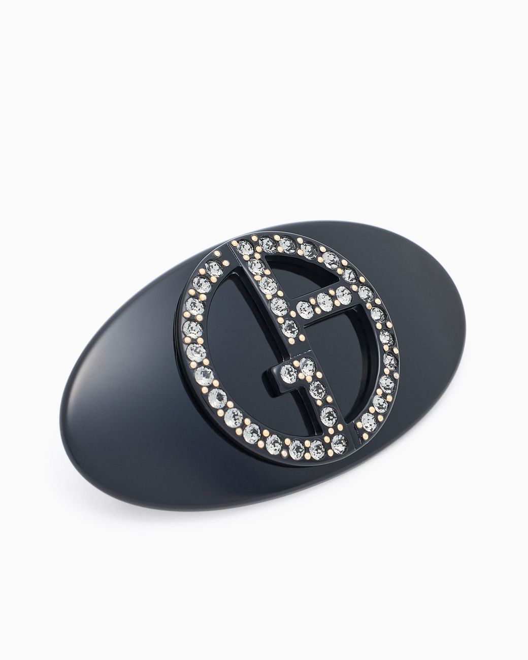 Giorgio Armani Blue Hair Clip With Crystal Logo