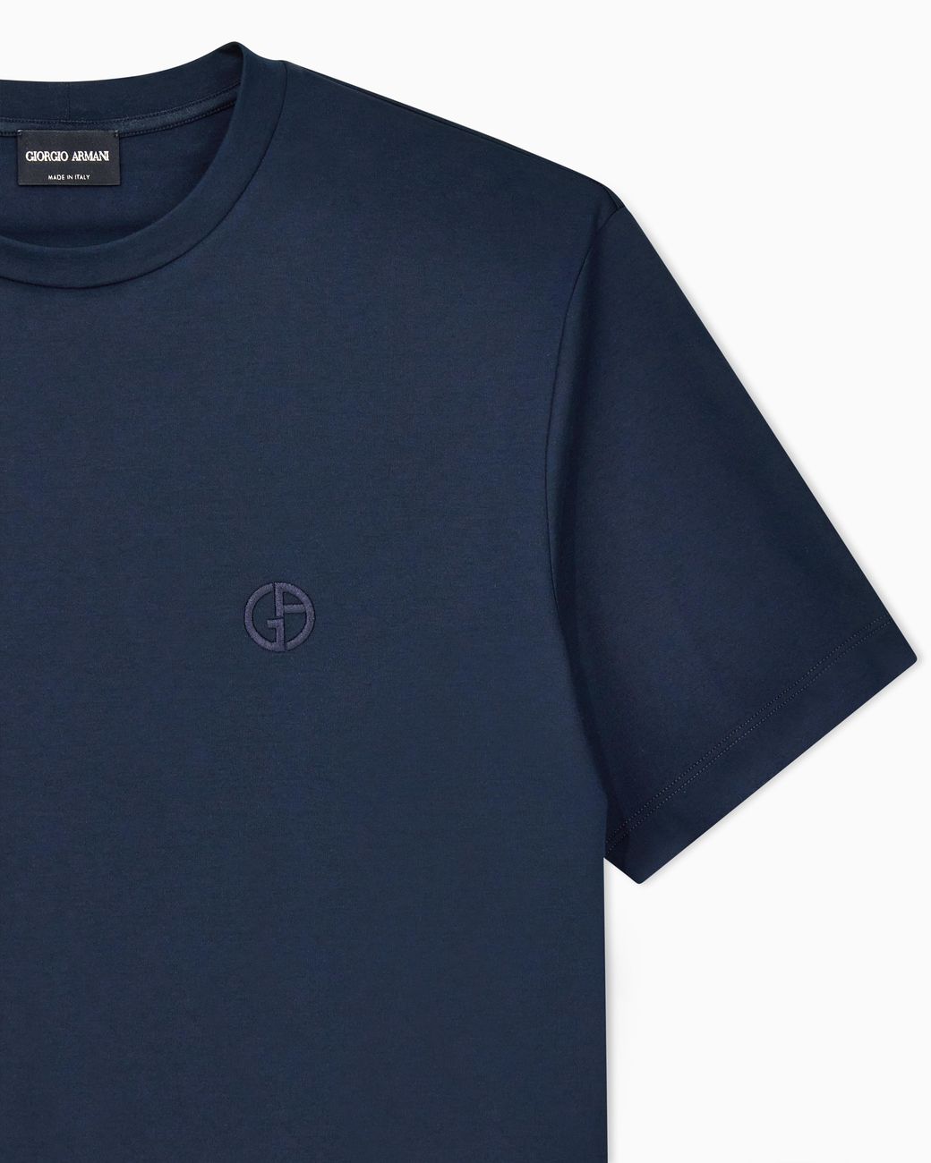 Giorgio Armani Blue Short-Sleeve Cotton Interlock T-Shirt With Logo for men