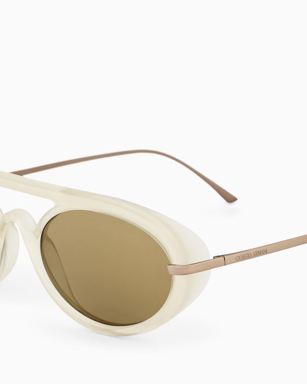 Giorgio Armani White Oval Sunglasses for men