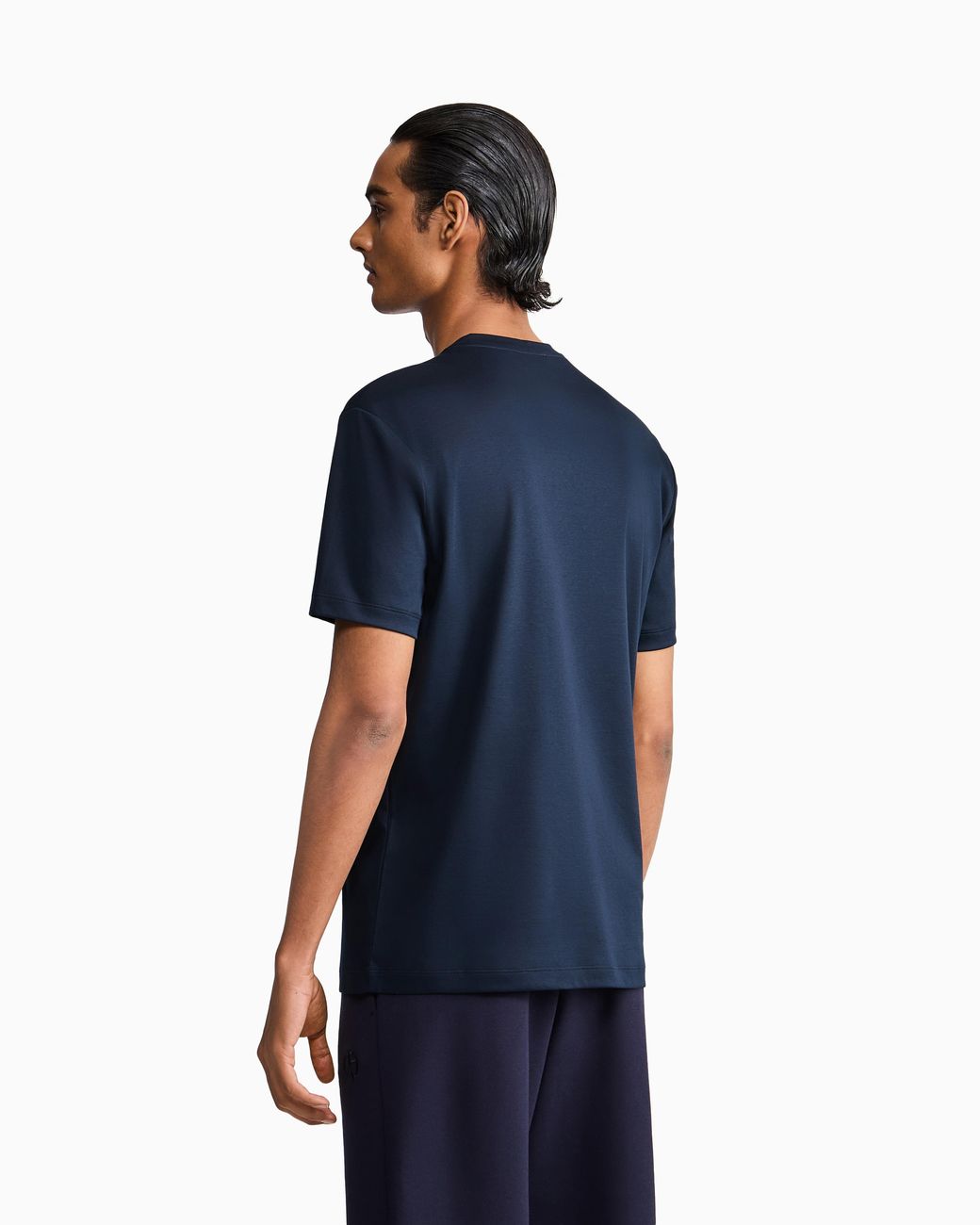 Giorgio Armani Blue Short-Sleeve Cotton Interlock T-Shirt With Logo for men