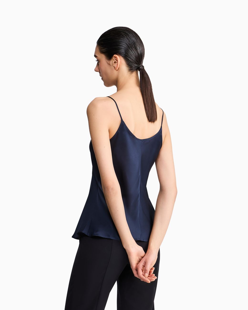 Giorgio Armani Blue Silk Charmeuse Top