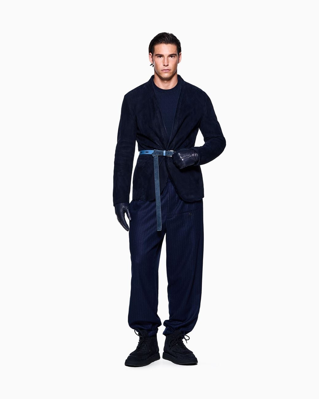 Giorgio Armani Blue Asv Stretch Cashmere And Viscose-Blend Crew-Neck T-Shirt for men