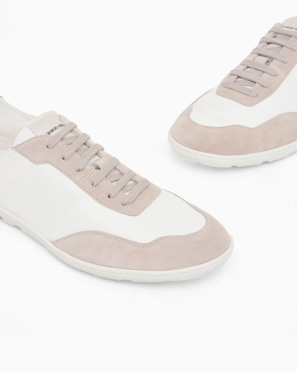 Giorgio Armani White Nylon And Suede Sneakers for men