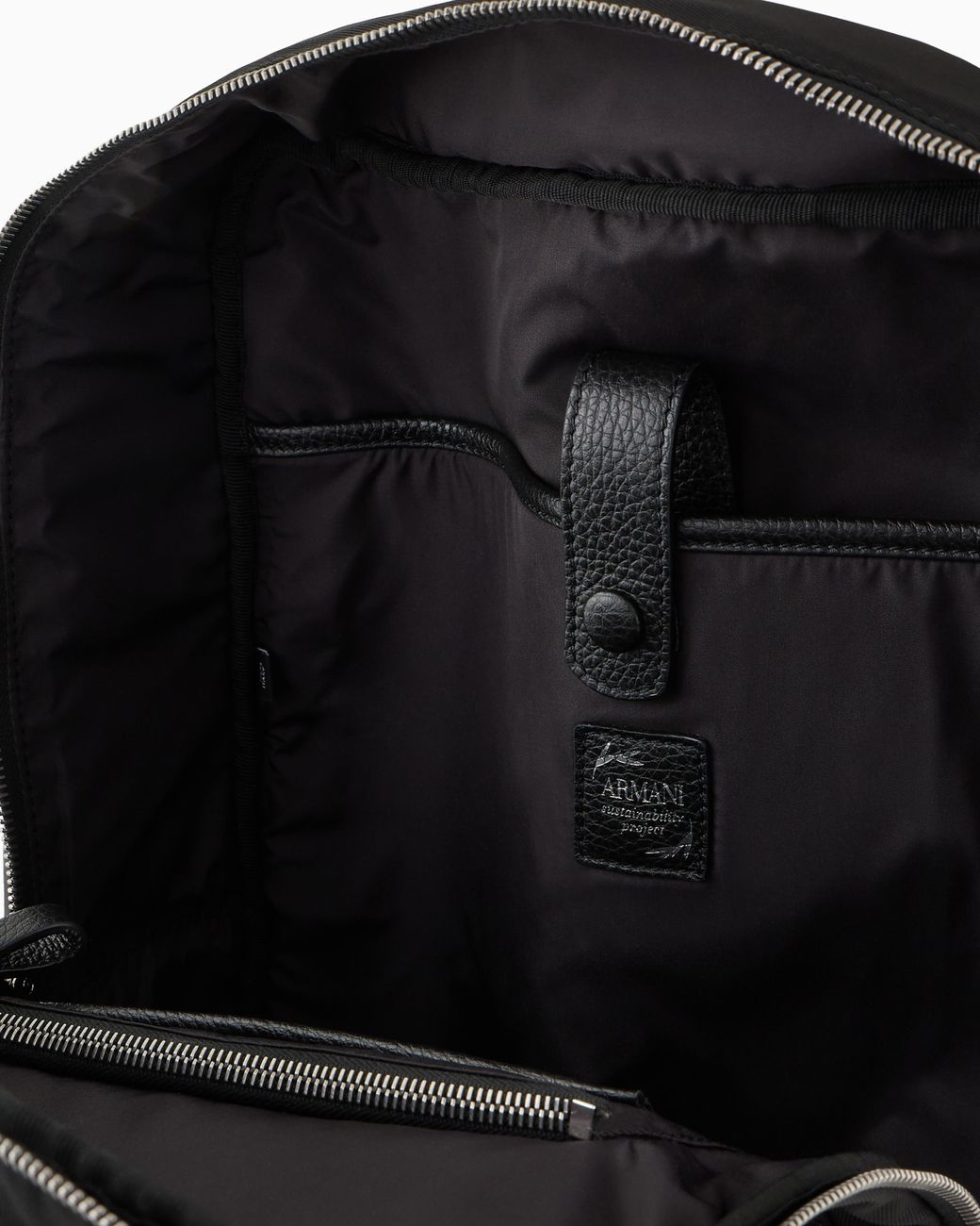 Giorgio Armani Black Nylon And Pebbled-Leather Backpack for men