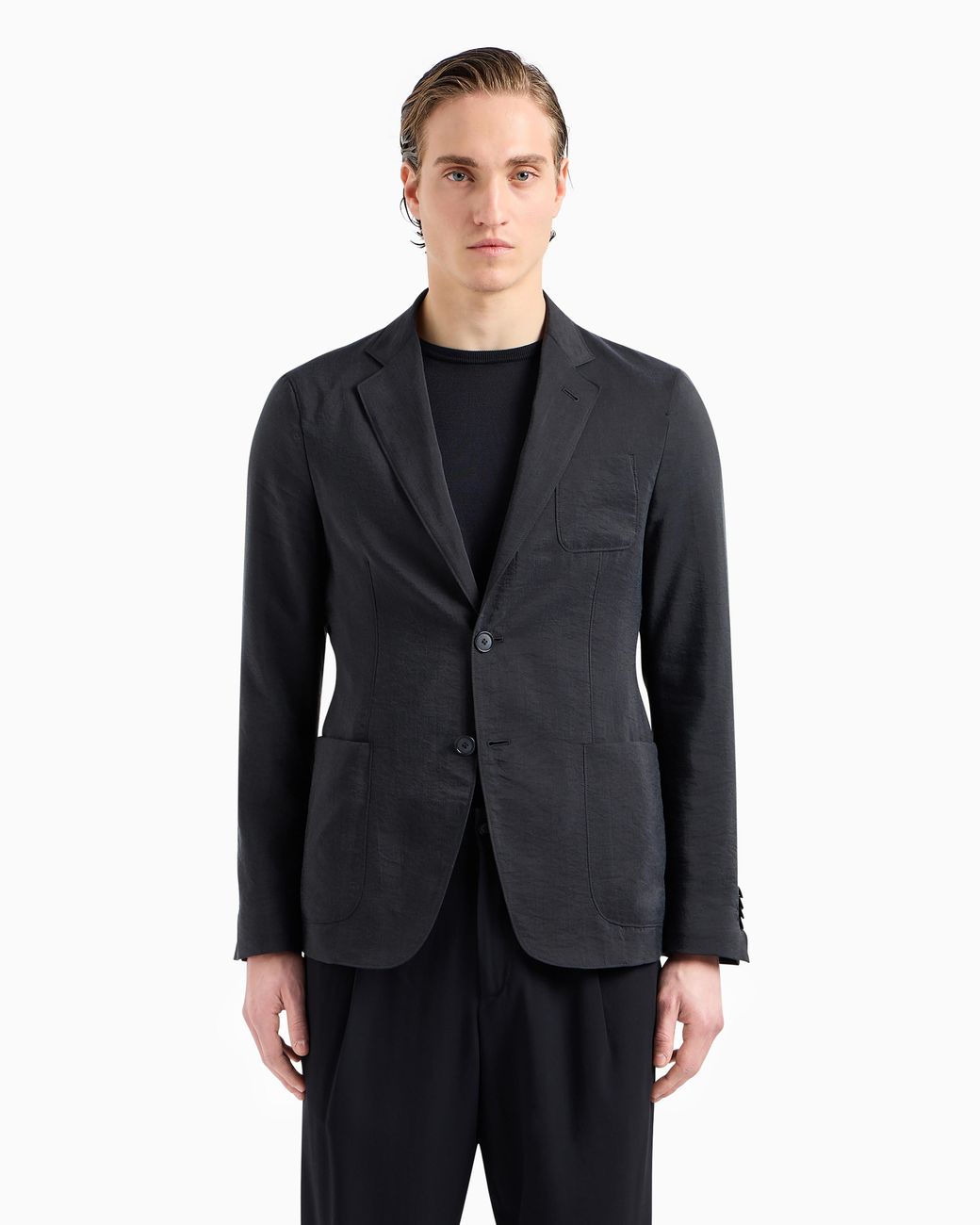 Giorgio Armani Blue Upton Line Single-Breasted Jacket for men