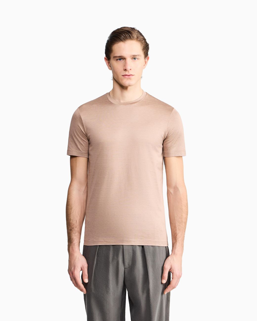 Giorgio Armani Pink Plain-Knit Jersey T-Shirt for men