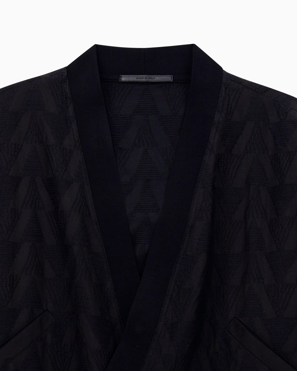Giorgio Armani Blue Linen Blend Blouson With Chevron Embroidery for men