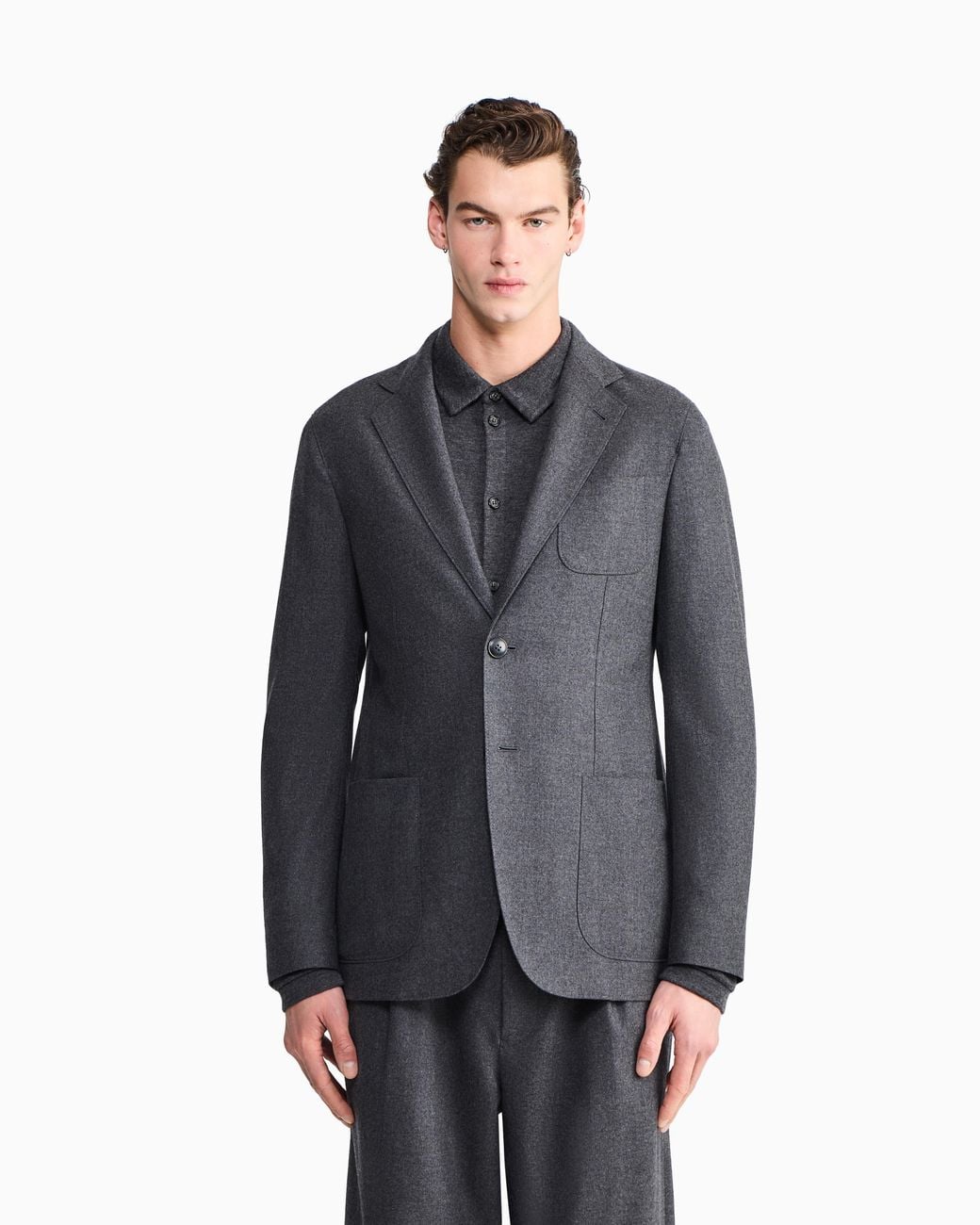 Giorgio Armani Blue Unlined Single-Breasted Stretch Cashmere Jacket With Two Buttons for men