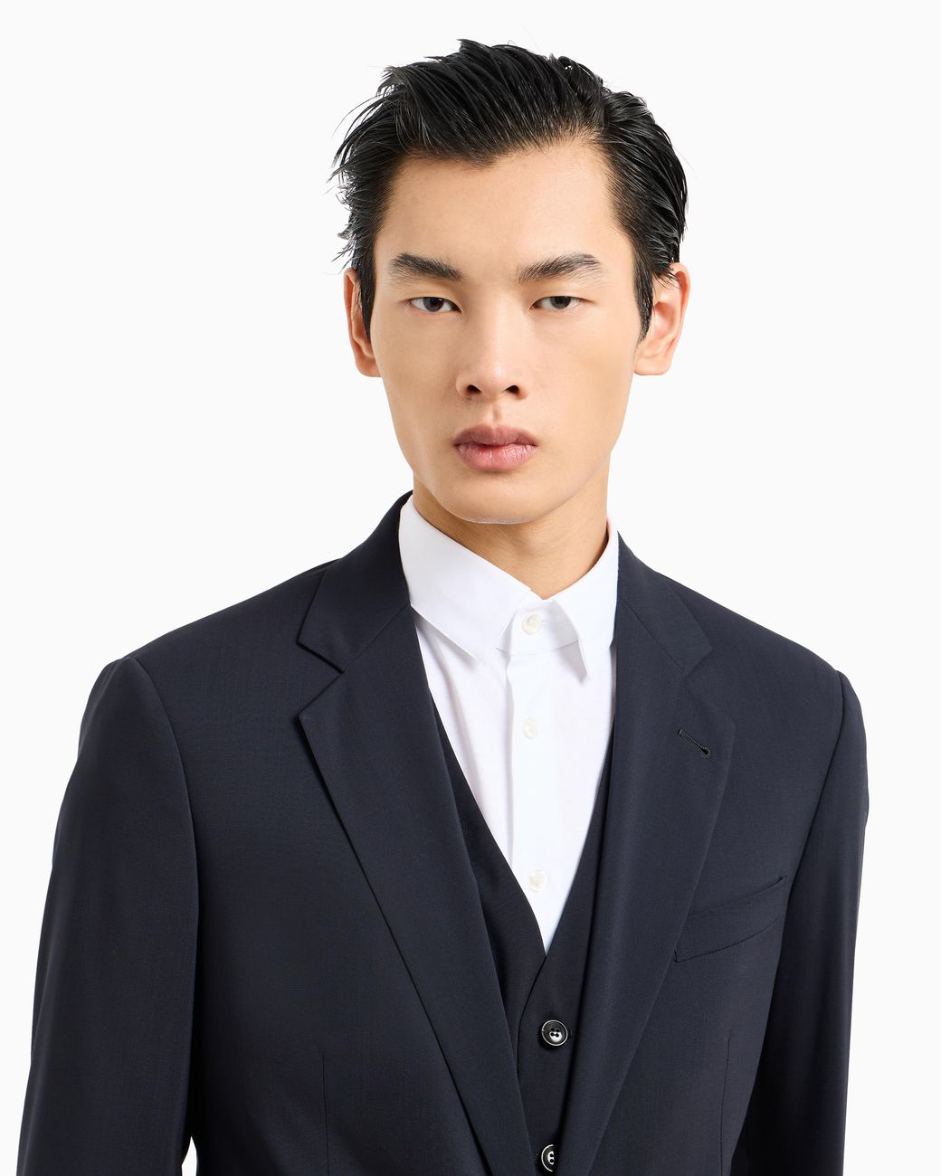 Giorgio Armani Blue Virgin Single-Breasted Jacket With Peak Lapels for men