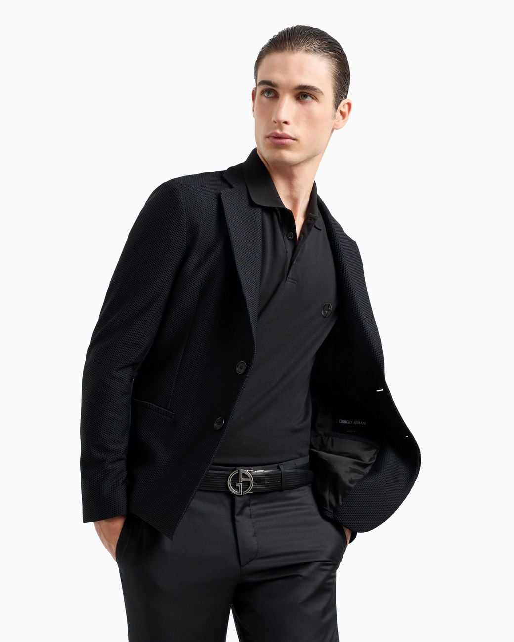 Giorgio Armani Black Slim Fit Polo for men