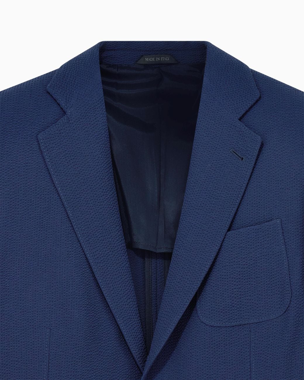 Giorgio Armani Blue Single-Breasted Virgin Wool Seersucker Jacket for men