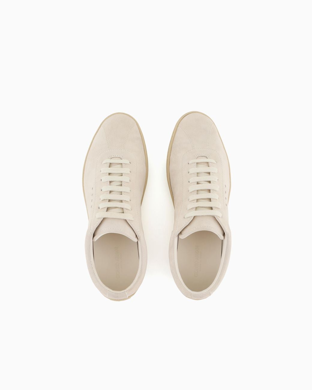 Giorgio Armani White Low-Top Suede Lace-Up Sneakers With Rubber Sole for men