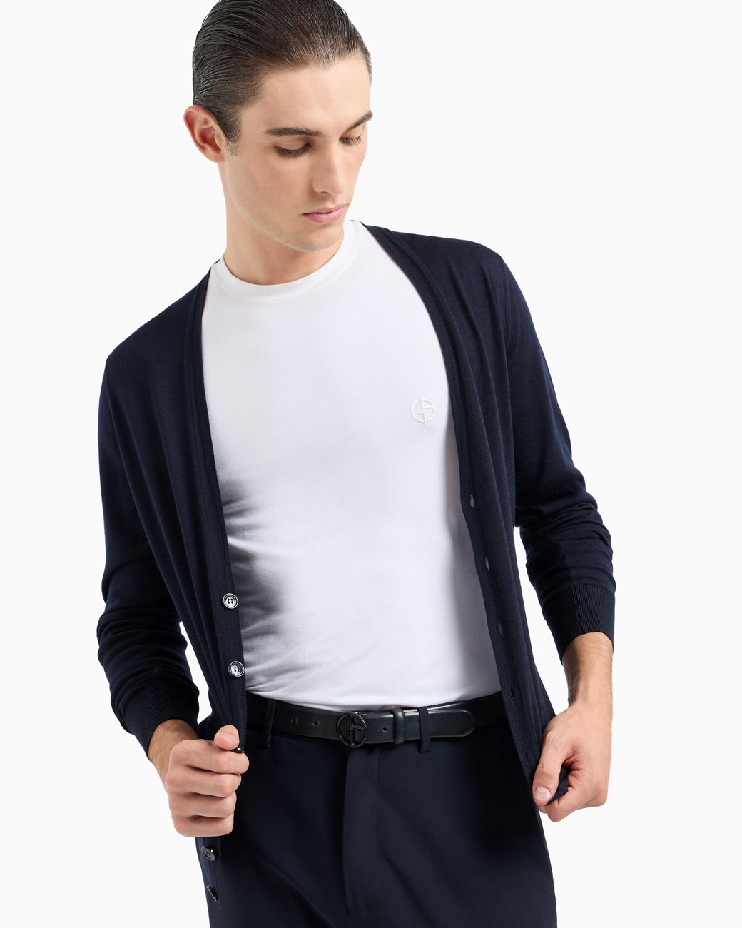 Giorgio Armani Blue Button Cardigan for men