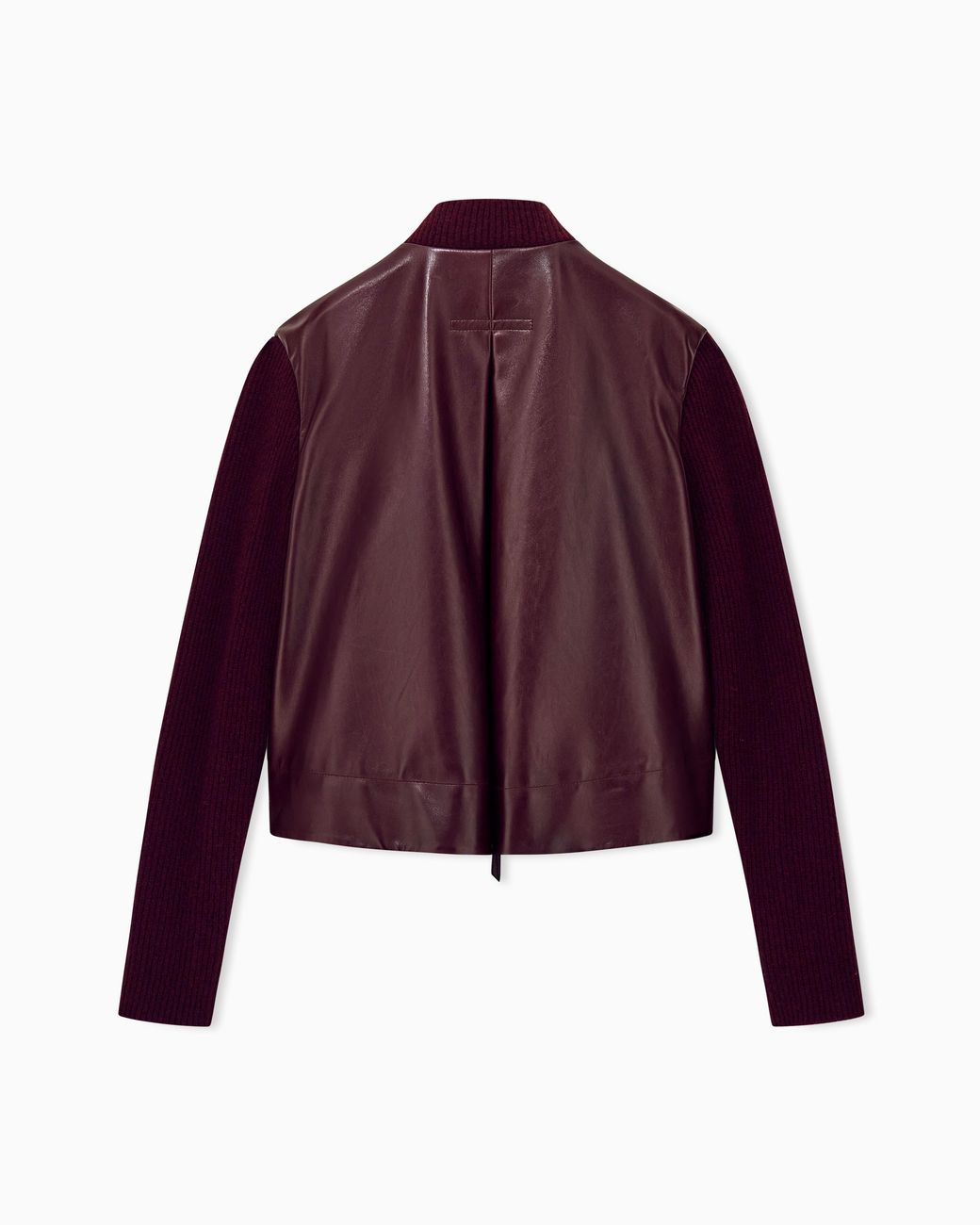Giorgio Armani Purple Blouson Jacket Leather With Cashmere Knit Sleeves