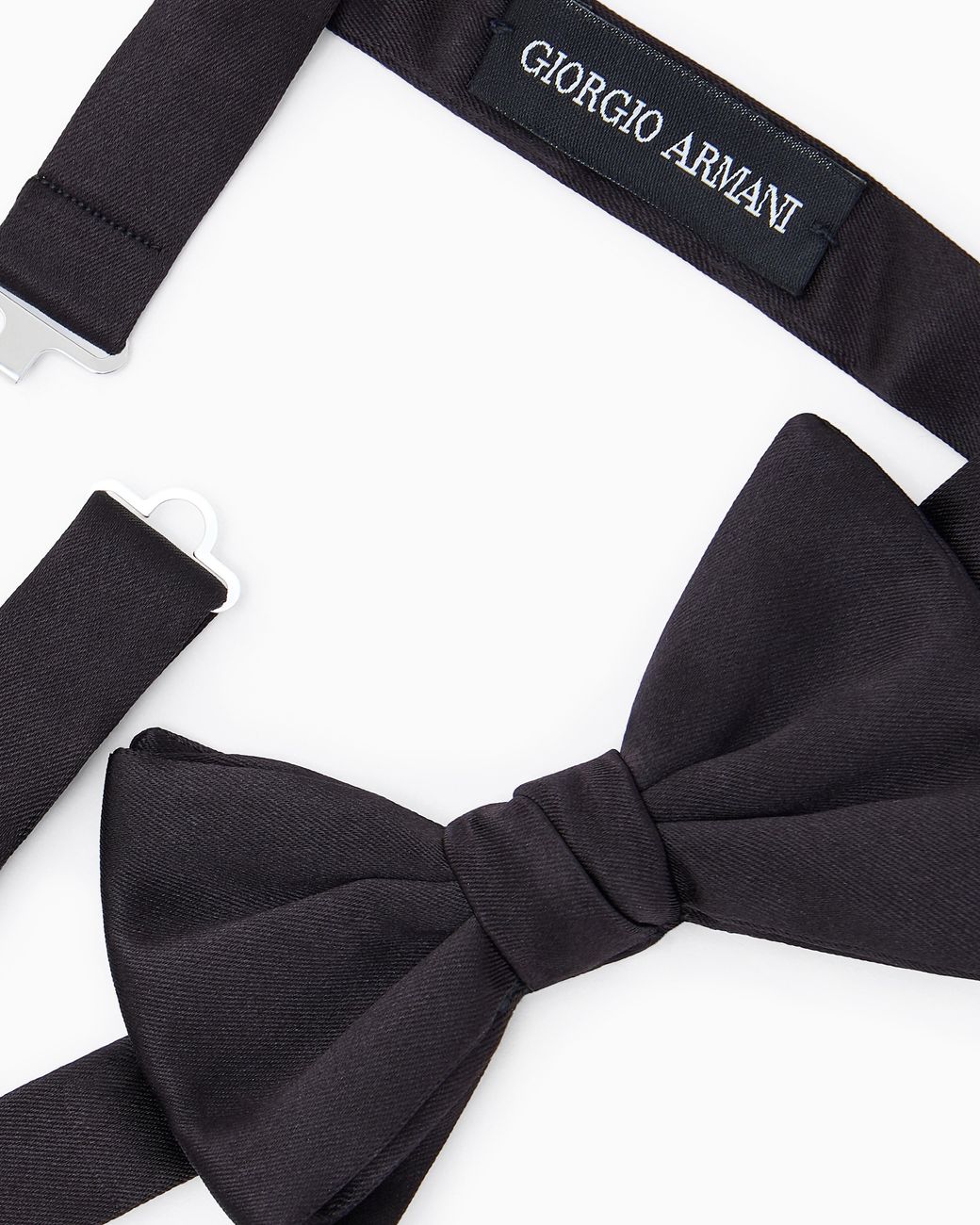 Giorgio Armani Black Pure Silk Knotted Bow Tie for men