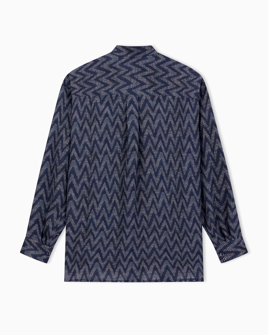 Giorgio Armani Blue Chevron-Print Viscose And Silk Polo Shirt for men