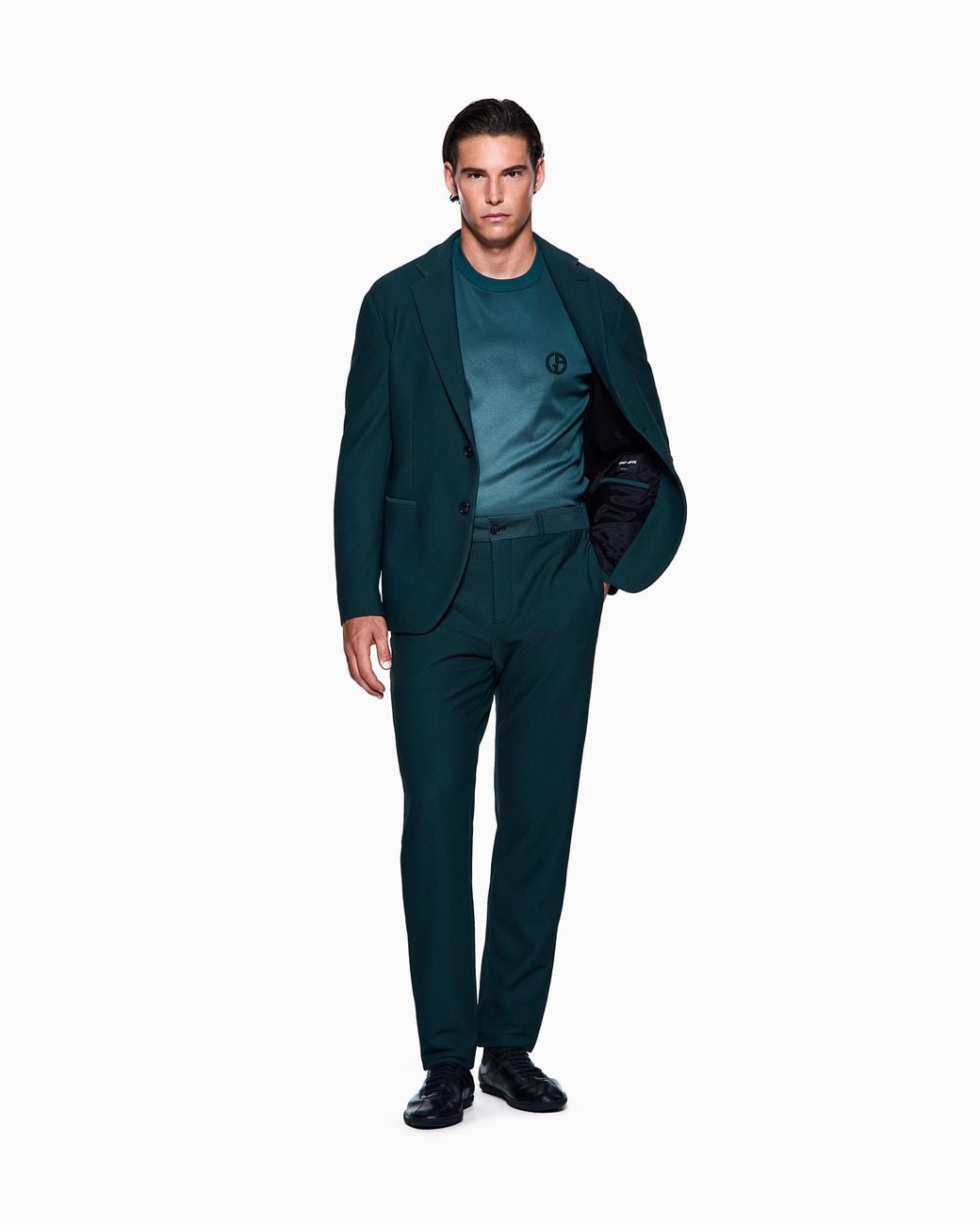 Giorgio Armani Blue Interlock T-Shirt With Embroidered Logo Online Exclusive for men