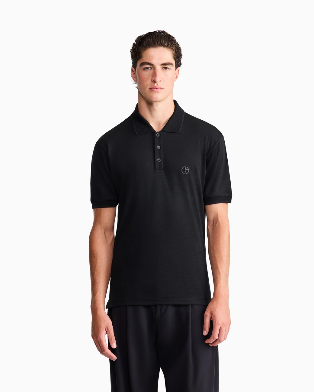 Giorgio Armani Black Polo Shirt Regular Fit for men