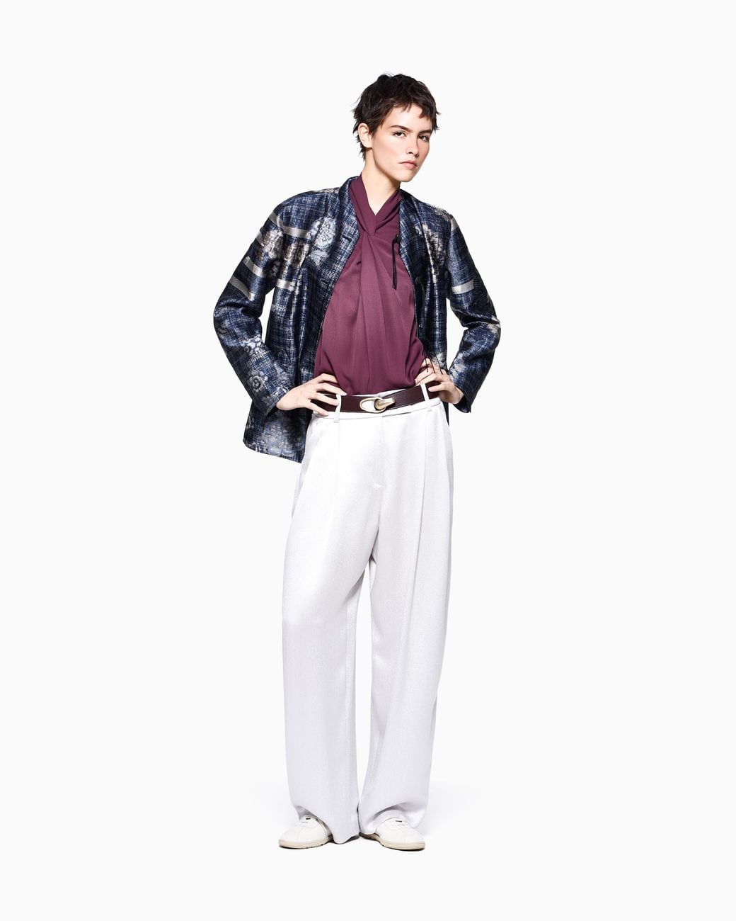 Giorgio Armani White Trouser Wide Leg With Two Pleats