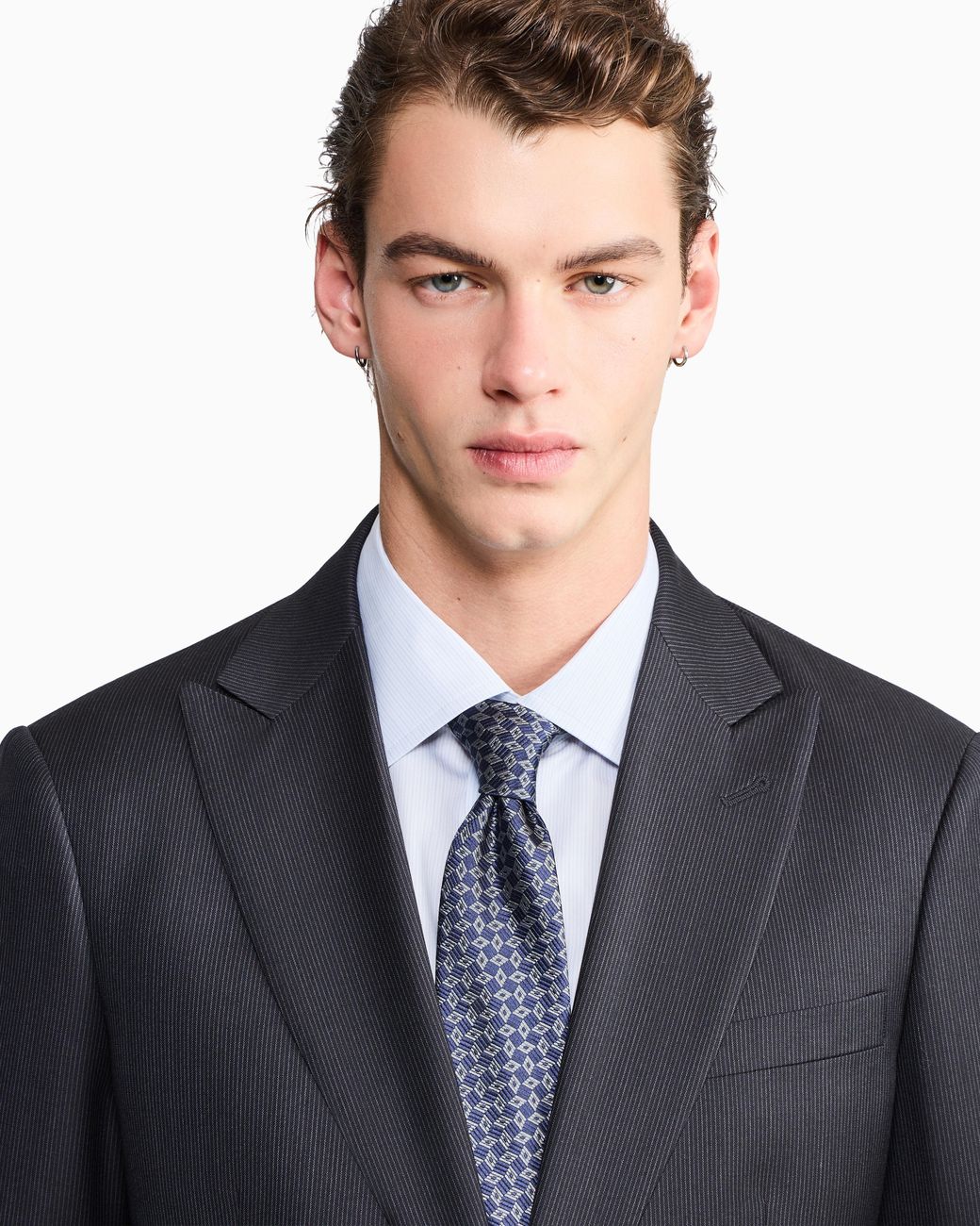Giorgio Armani Blue Soho Line, Single-Breasted, Micro-Pinstriped Wool Suit for men