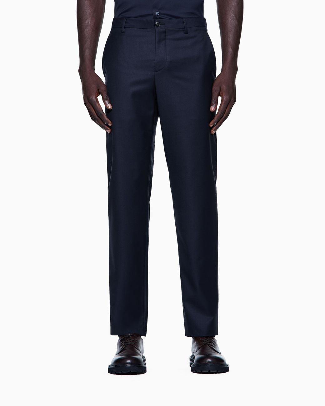 Giorgio Armani Blue Wool And Cashmere Gabardine Trousers for men