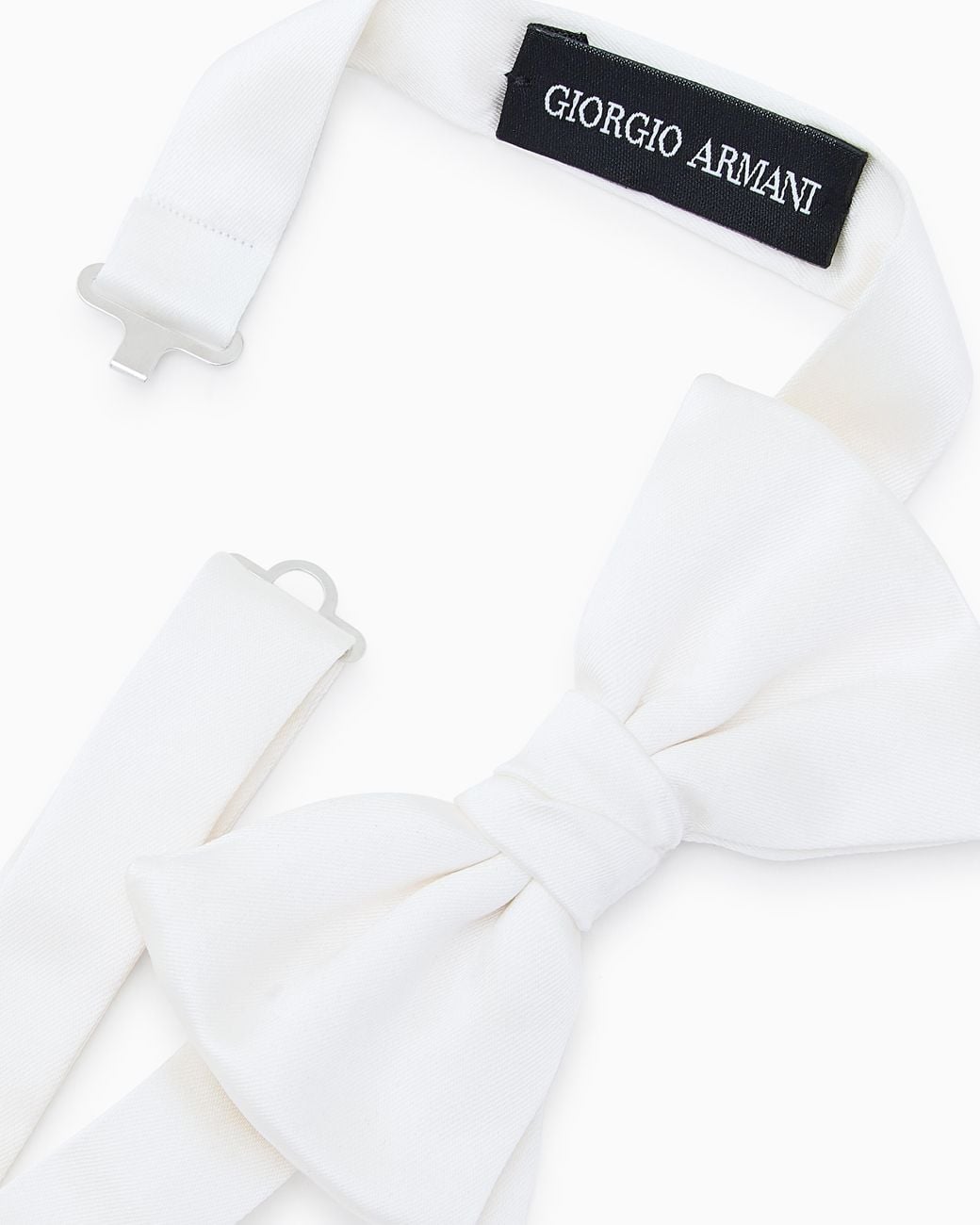 Giorgio Armani White Pure Silk Knotted Bow Tie for men