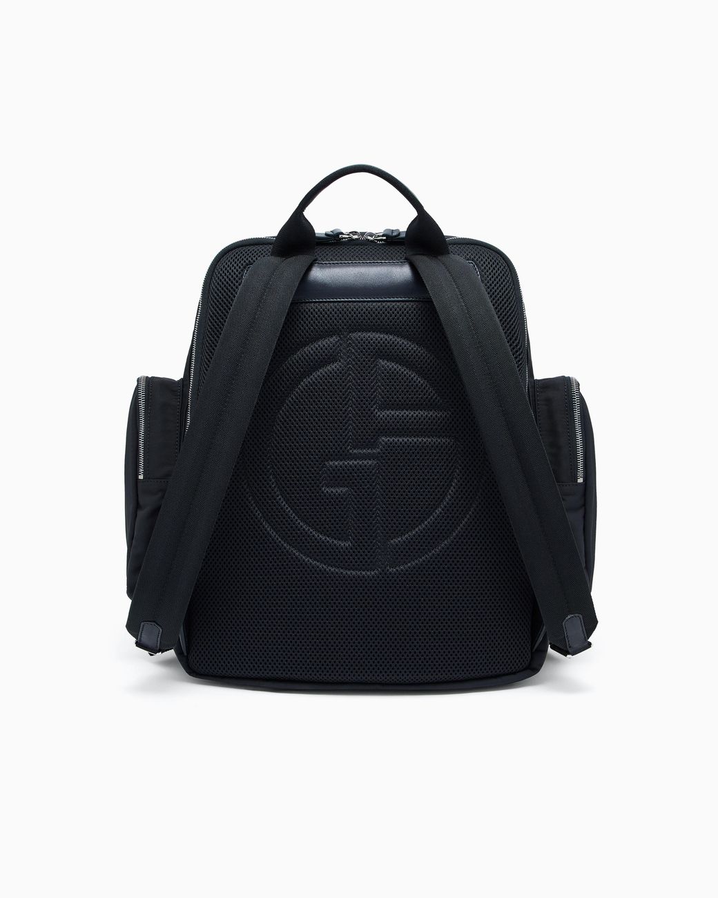 Giorgio Armani Black Nylon Backpack With Leather Details for men
