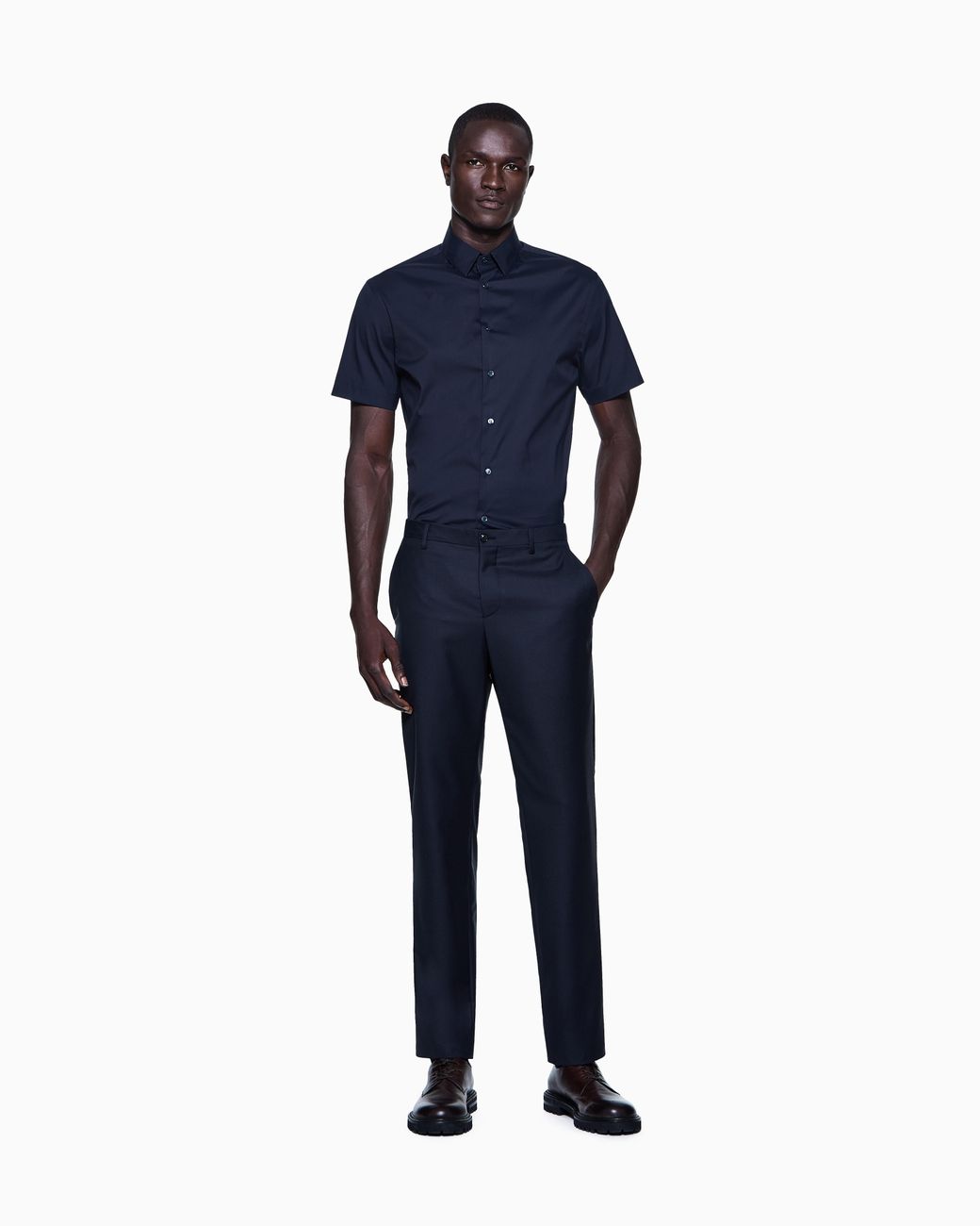 Giorgio Armani Blue Wool And Cashmere Gabardine Trousers for men