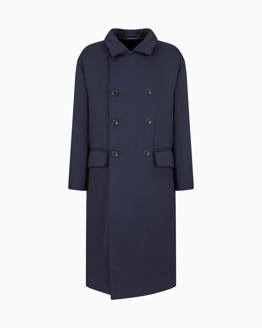 Giorgio Armani Blue Double-Breasted Padded Coat for men