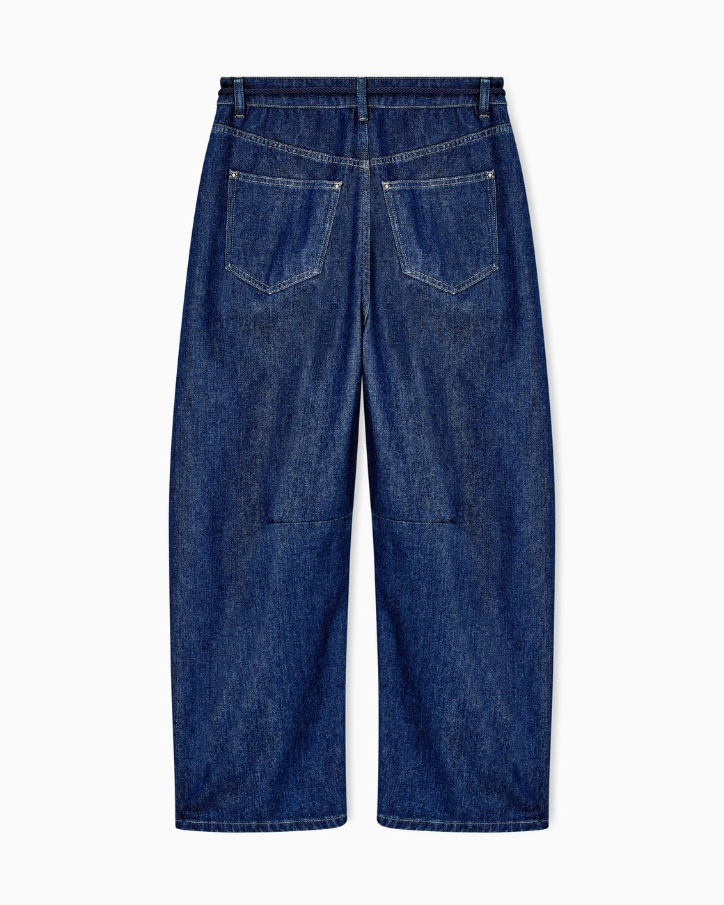 Giorgio Armani Blue Five-Pocket, Stretch Cotton-Denim Trousers With Belt Denim Collection