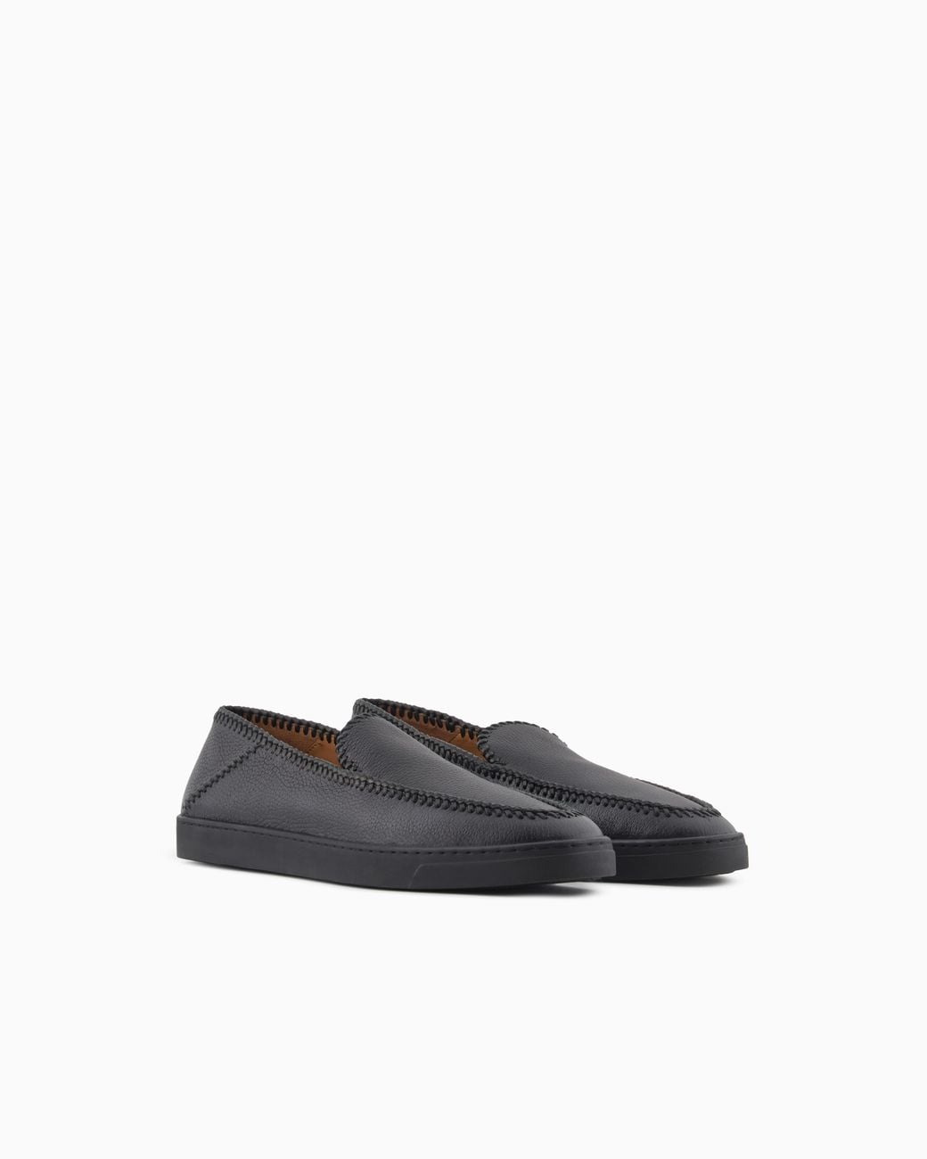 Giorgio Armani White Galleria 3 Deerskin Slip-Ons With Threading for men