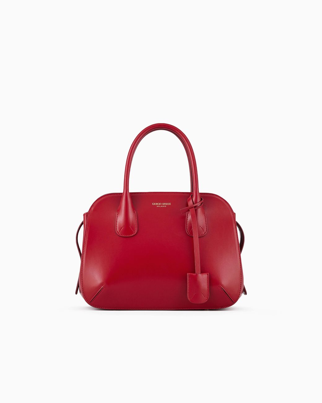 Giorgio Armani Small Palmellato-Leather La Prima Boston Bag in Red