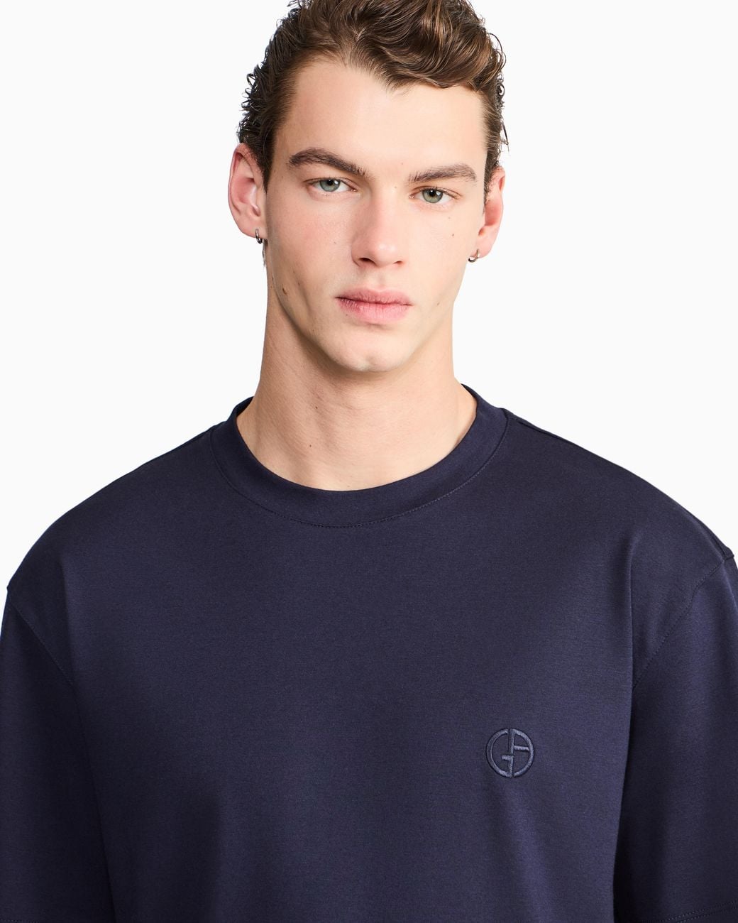 Giorgio Armani Blue Crew Neck T-Shirt for men