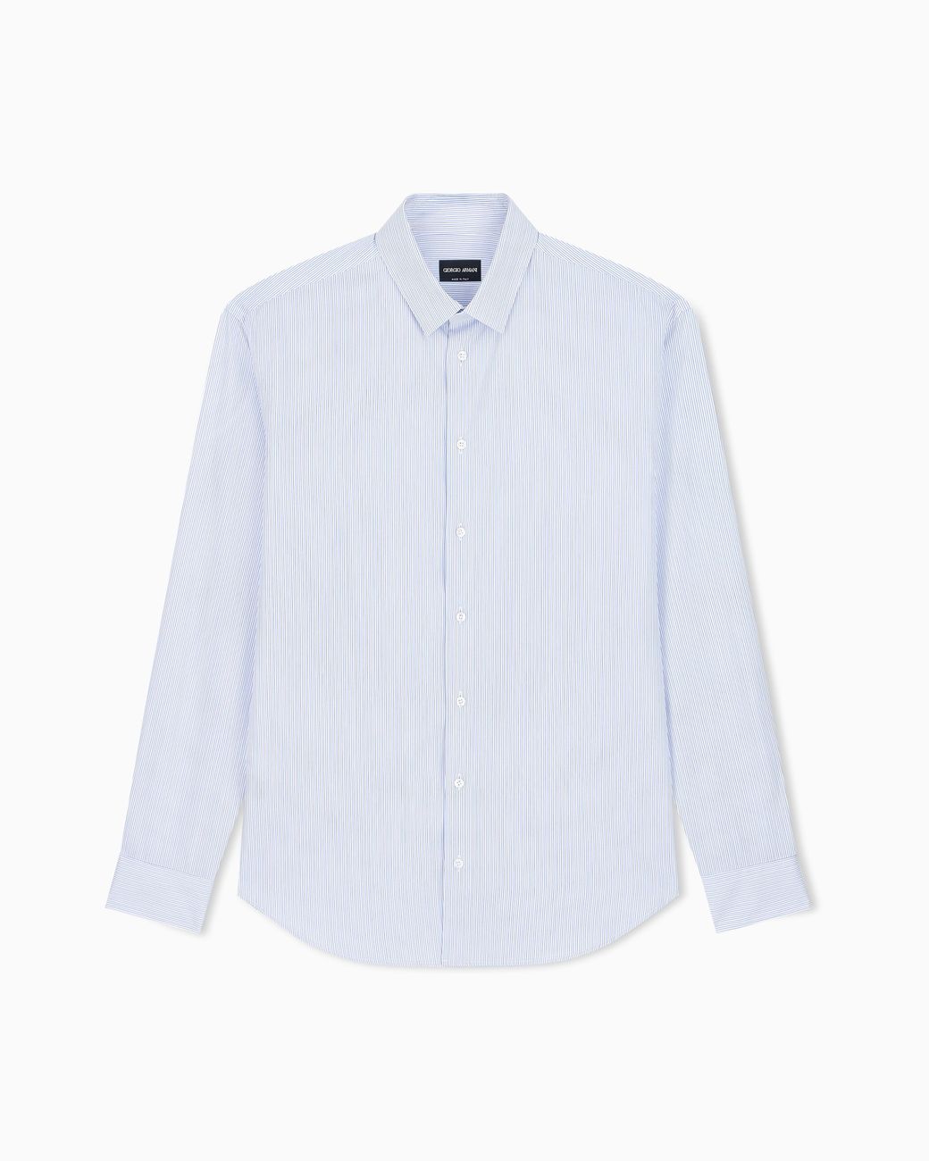 Giorgio Armani White Regular Fit Striped Cotton Shirt With A Small Point Collar for men