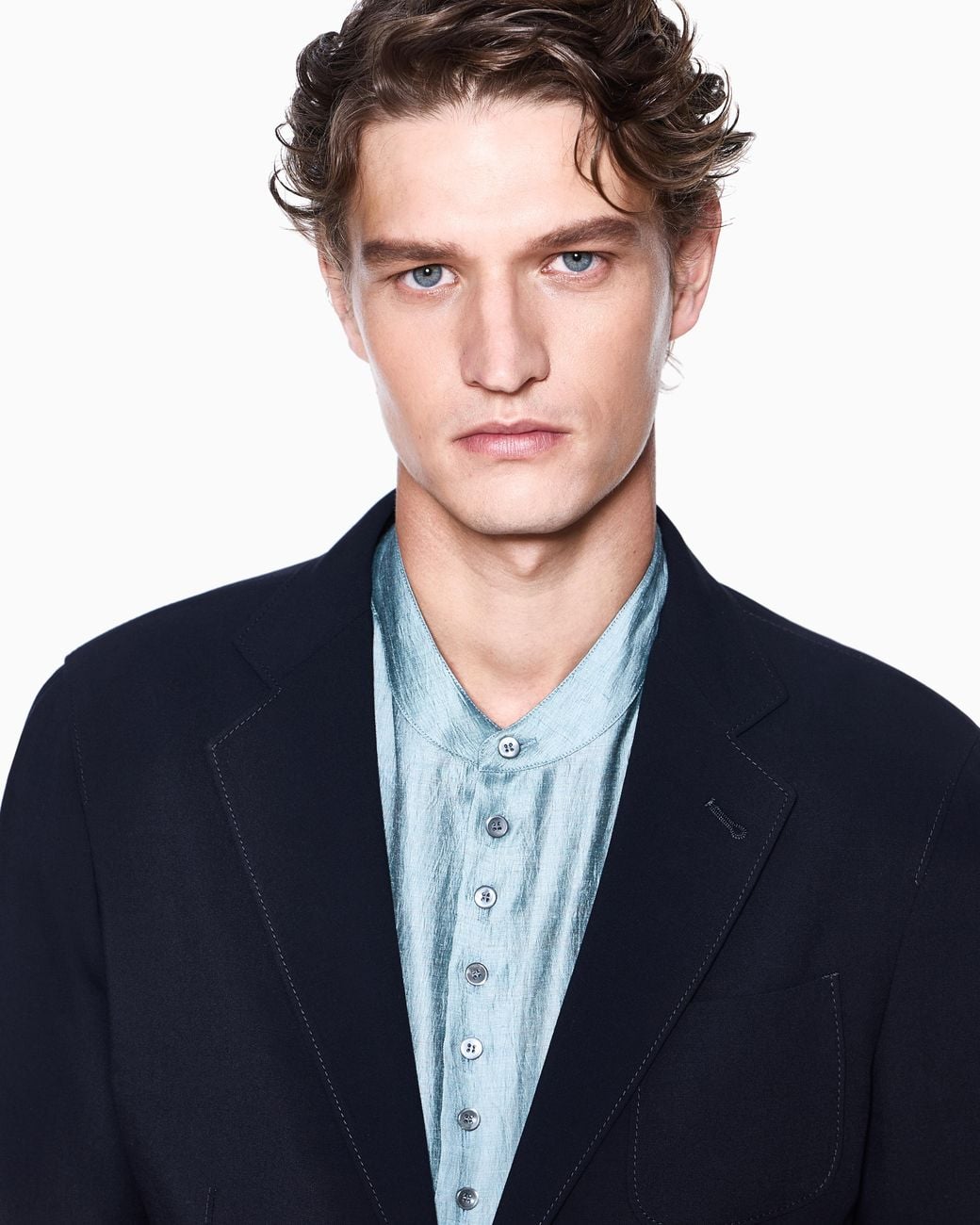 Giorgio Armani Blue Upton Line Single-Breasted Jacket for men