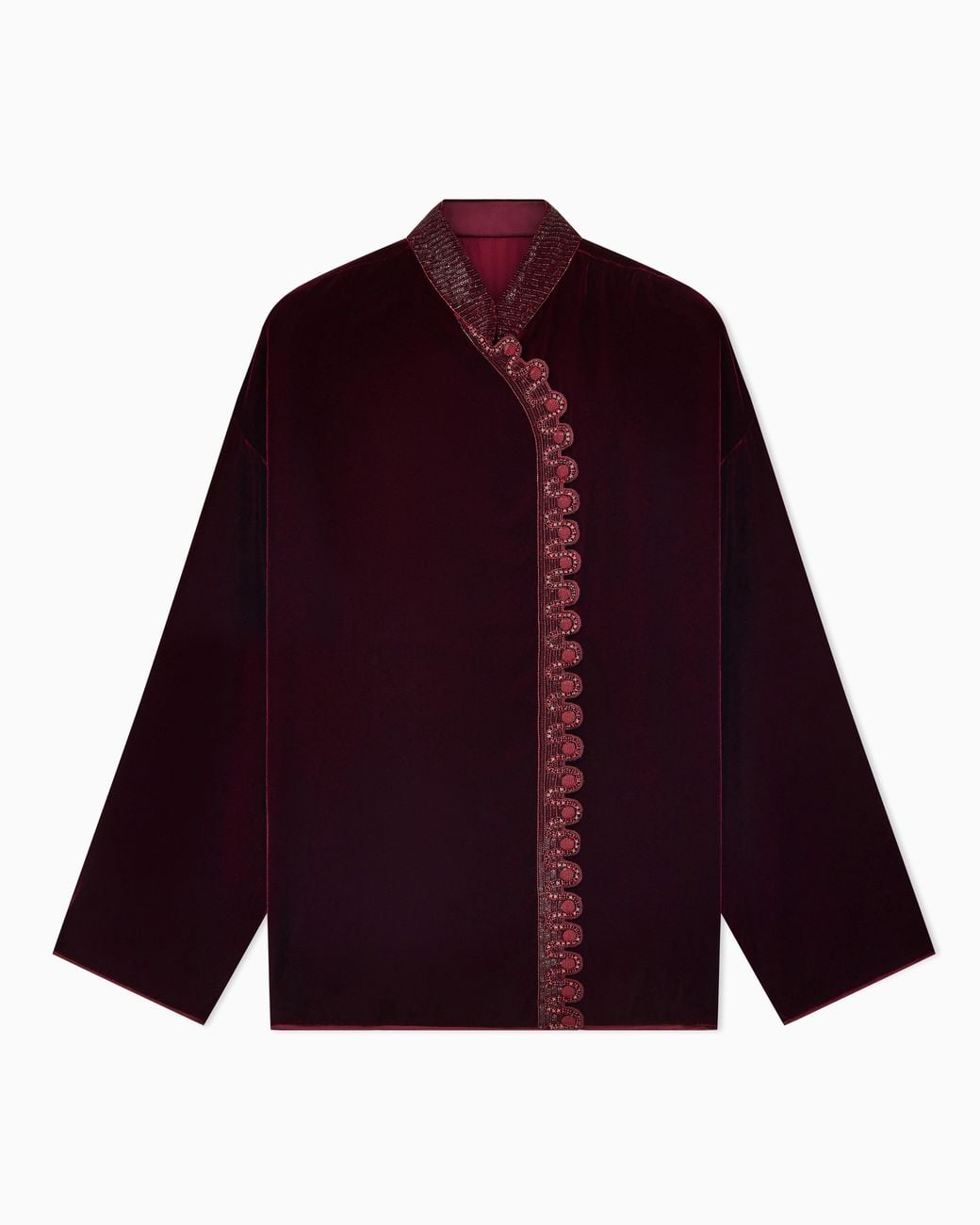 Giorgio Armani Purple Velvet Evening Jacket With Mandarin Collar And Embroidery