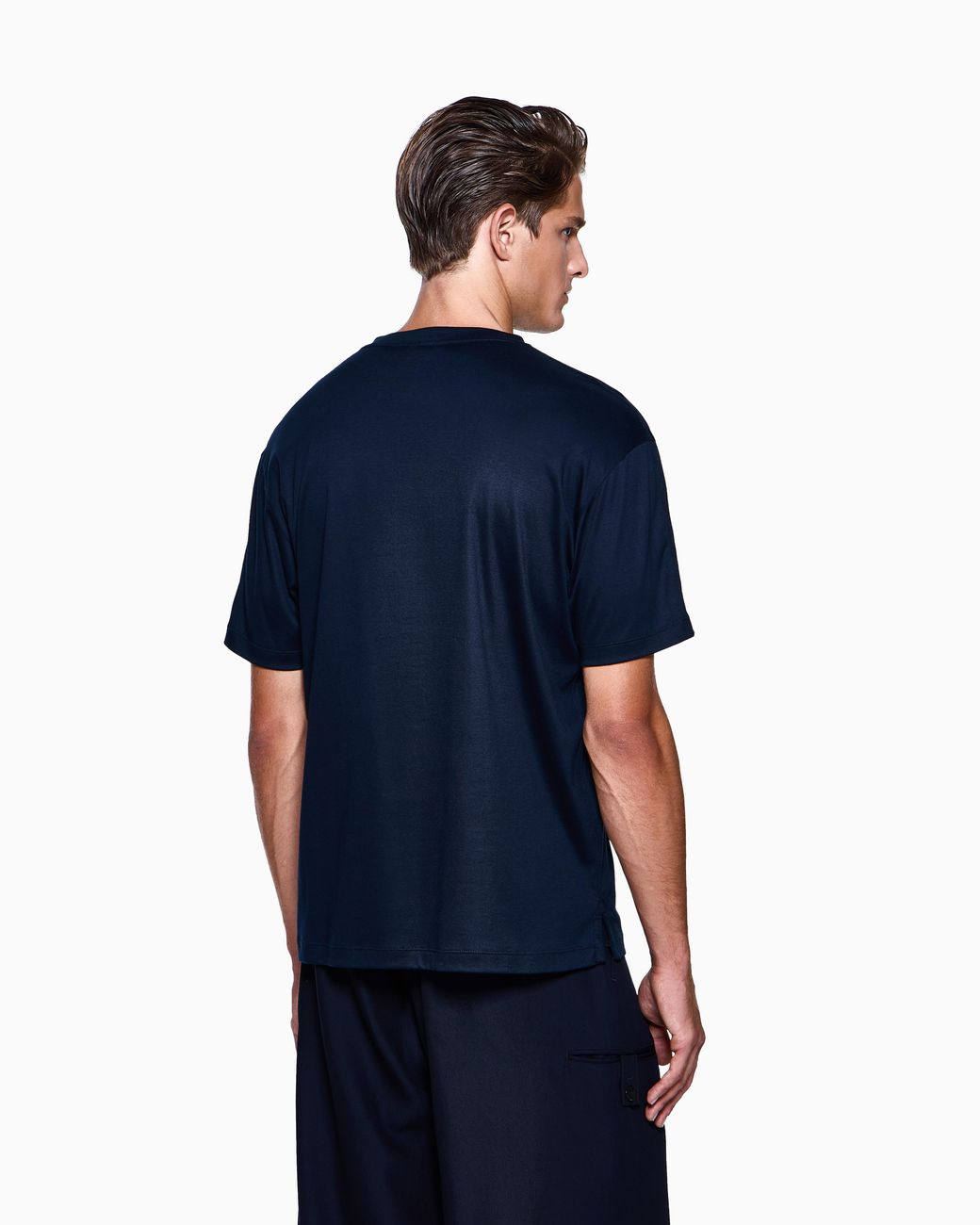 Giorgio Armani Blue Crew Neck T-Shirt for men